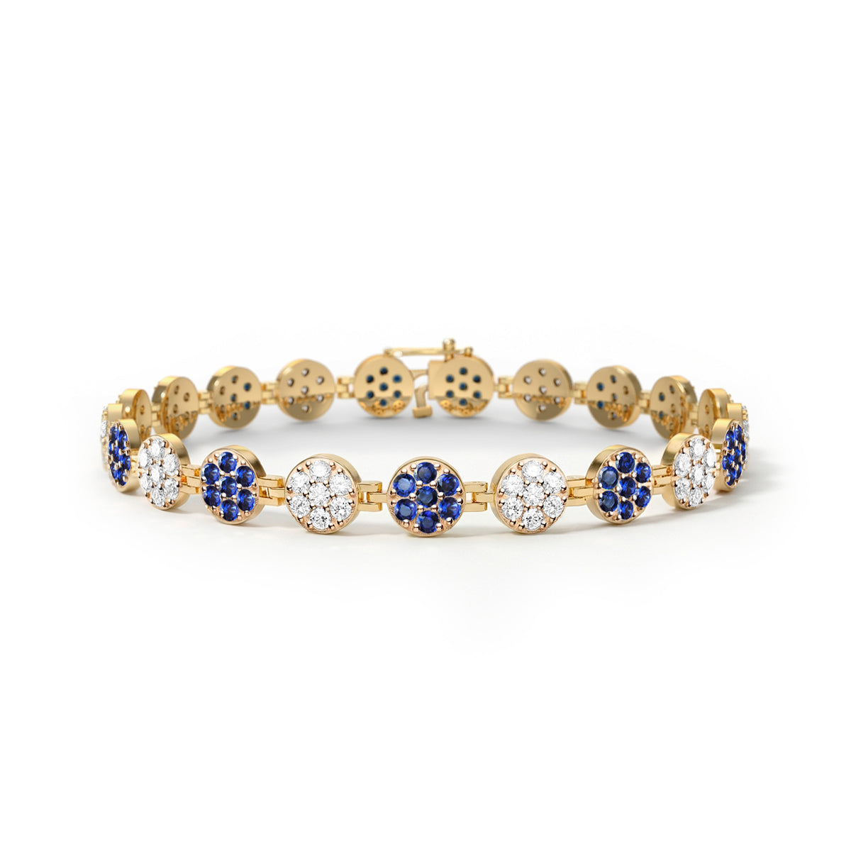 Rosecliff Tennis Diamond & Sapphire Bracelet in 14k Gold (September)