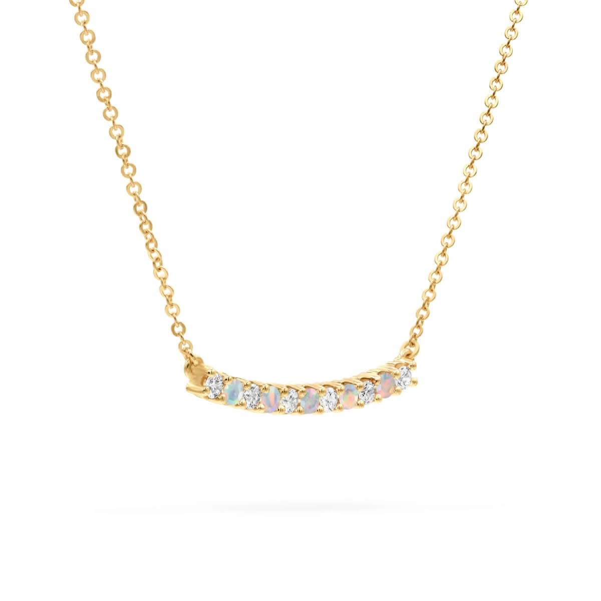 Rosecliff Diamond & Opal Bar Necklace in 14k Gold (October)