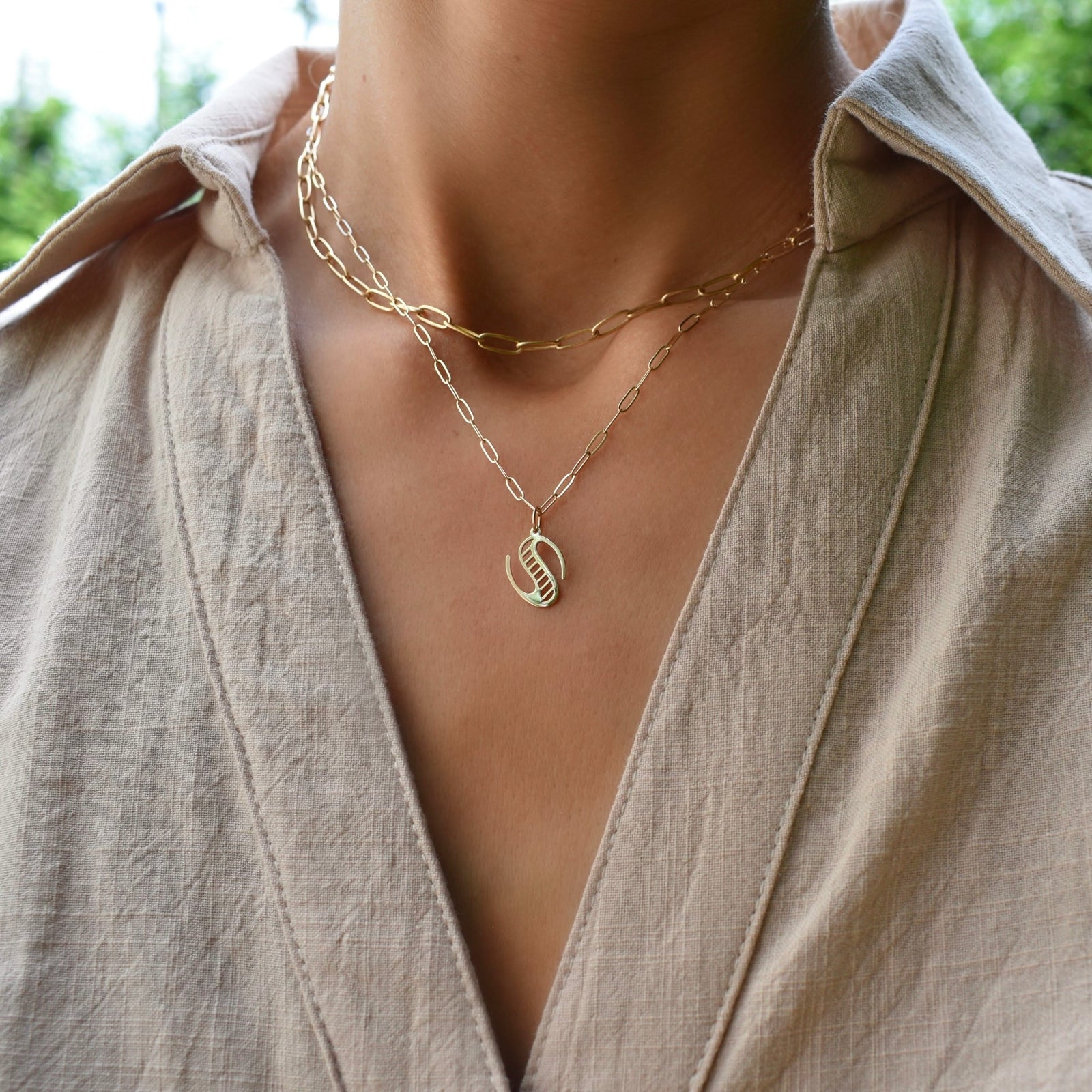 Essex Letter S Pendant in 14k Gold