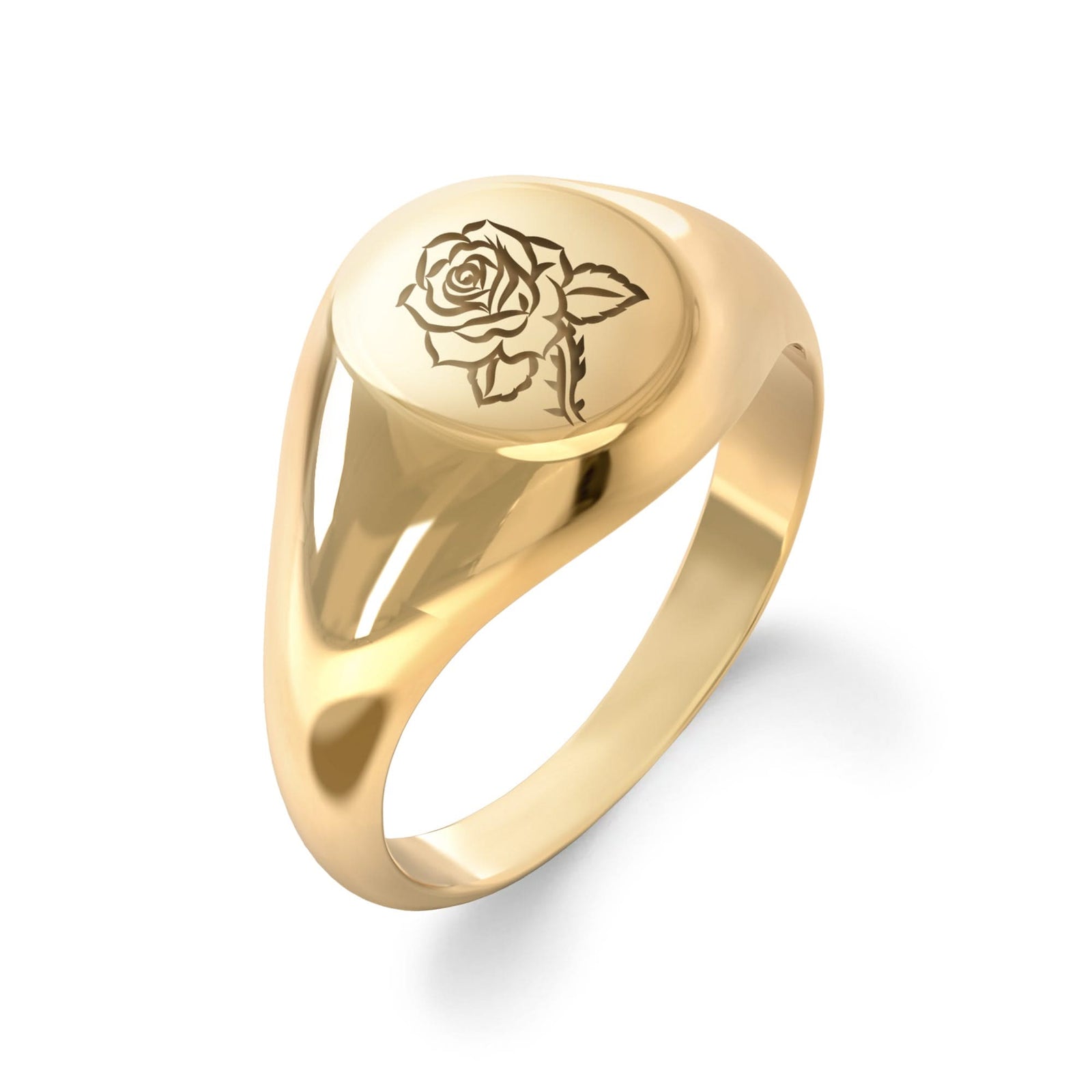 Signet Flower Ring in 14k Gold