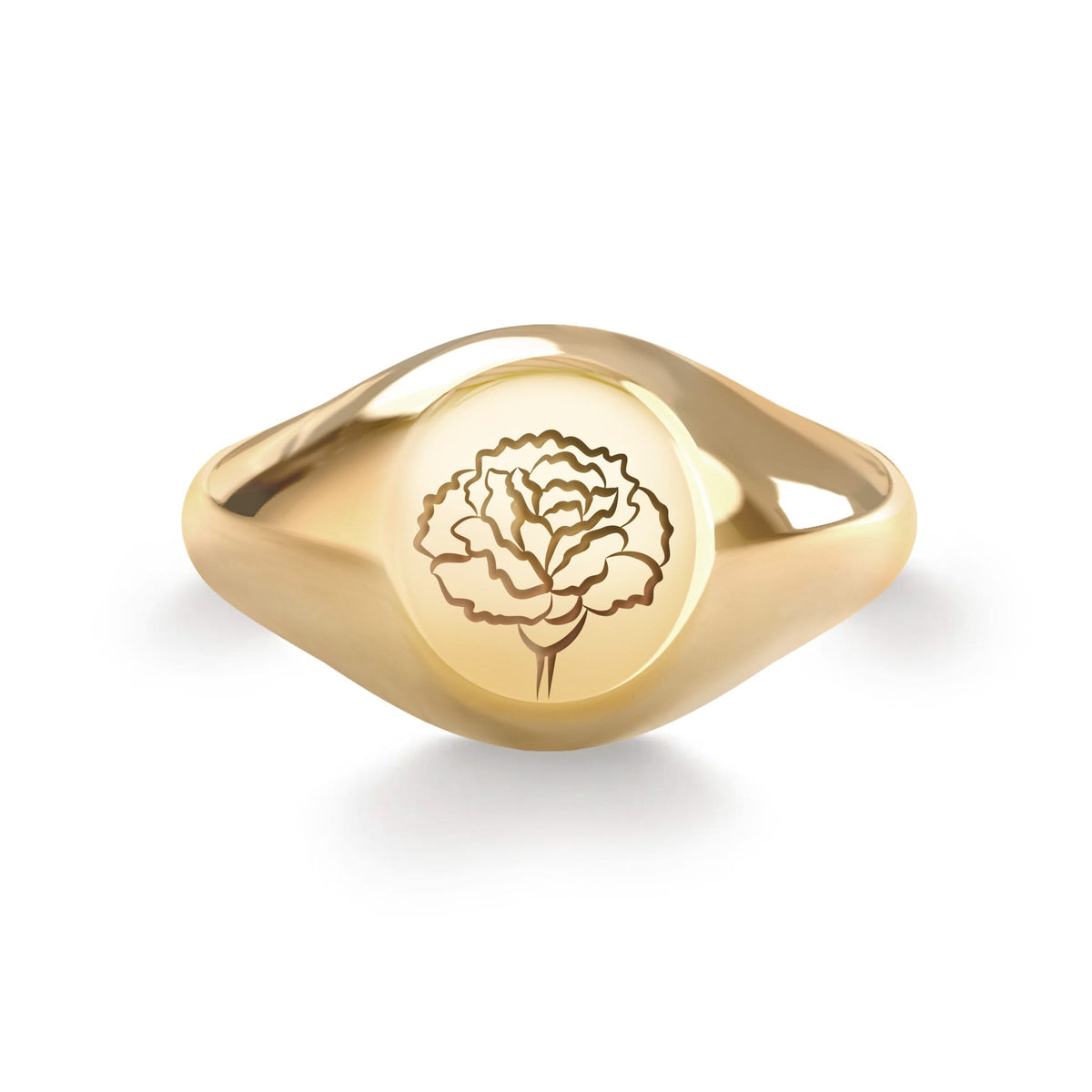 Signet Flower Ring in 14k Gold