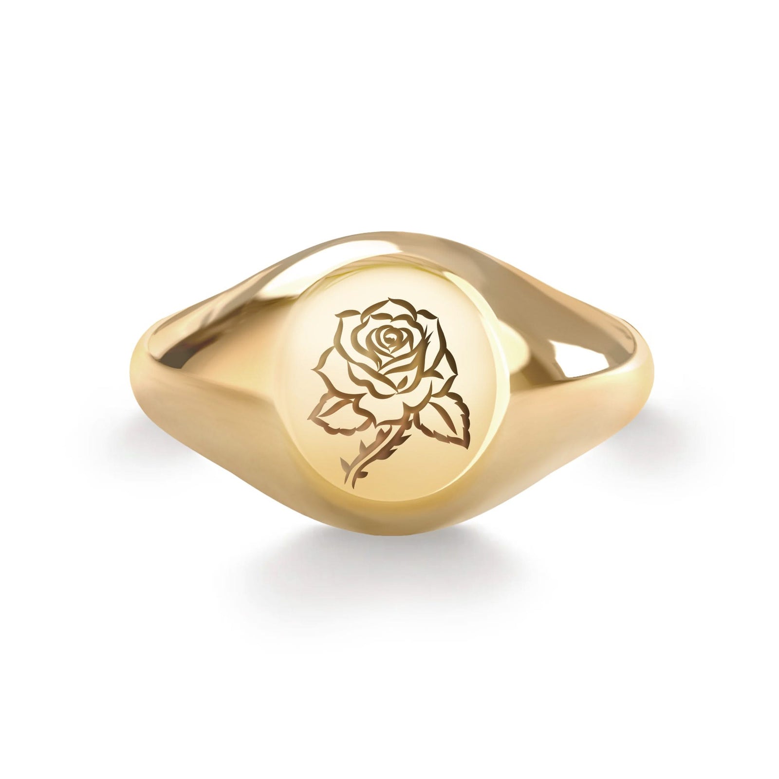 Signet Flower Ring in 14k Gold