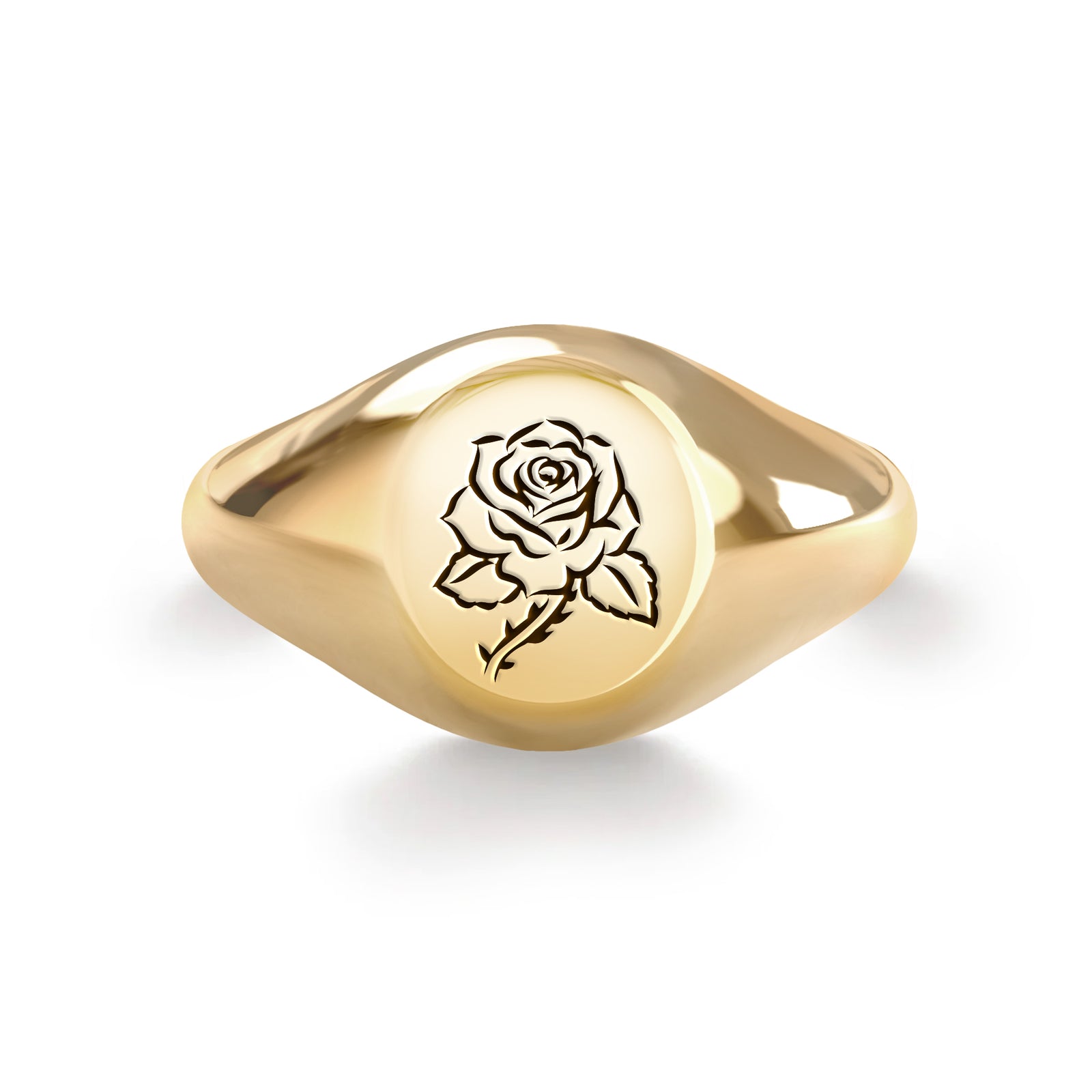 Signet Birth Flower Ring in 14k Gold