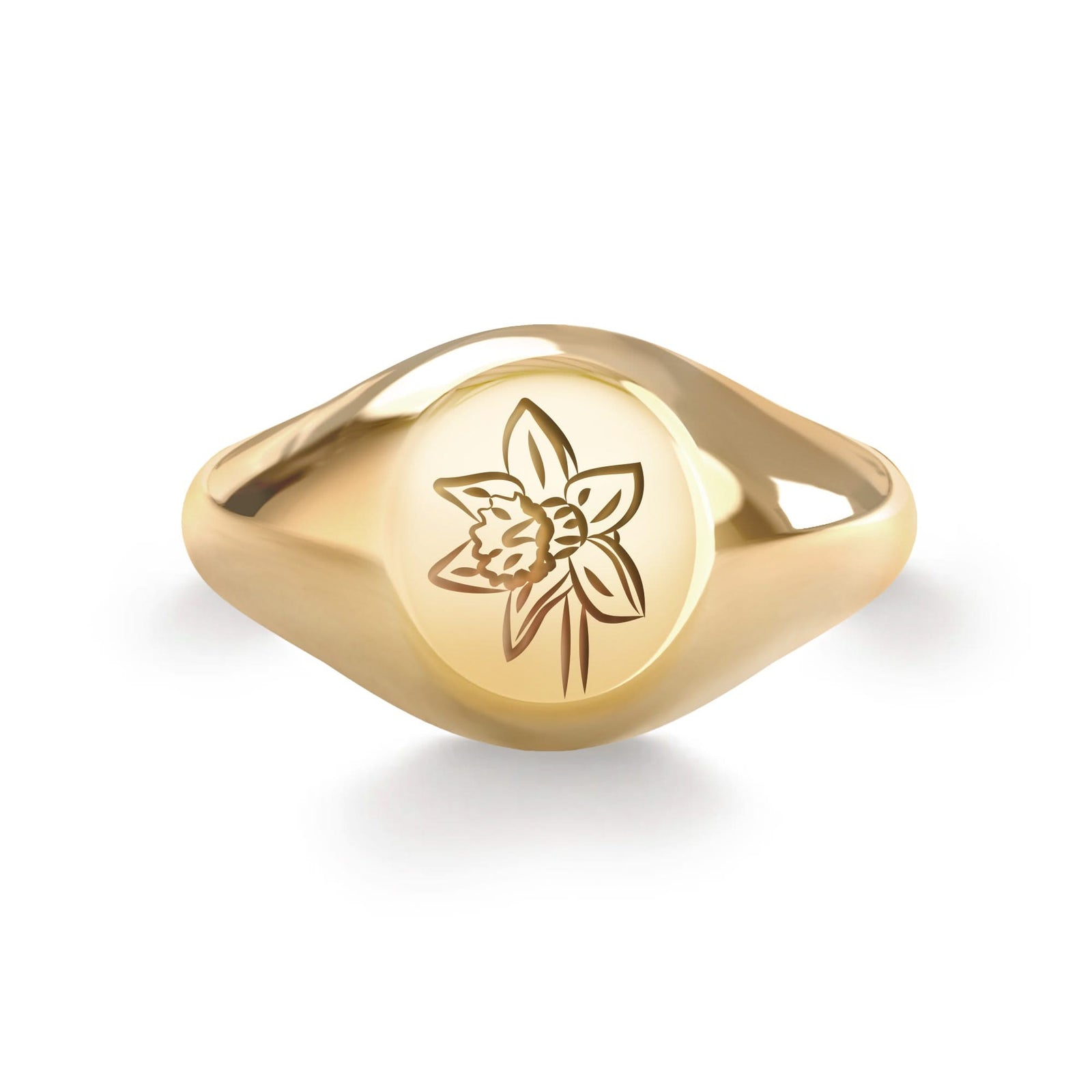Signet Flower Ring in 14k Gold