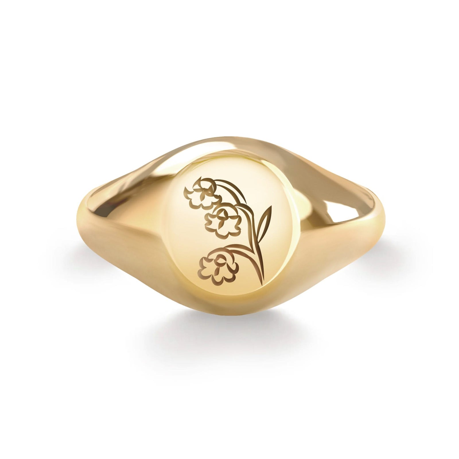 Signet Flower Ring in 14k Gold
