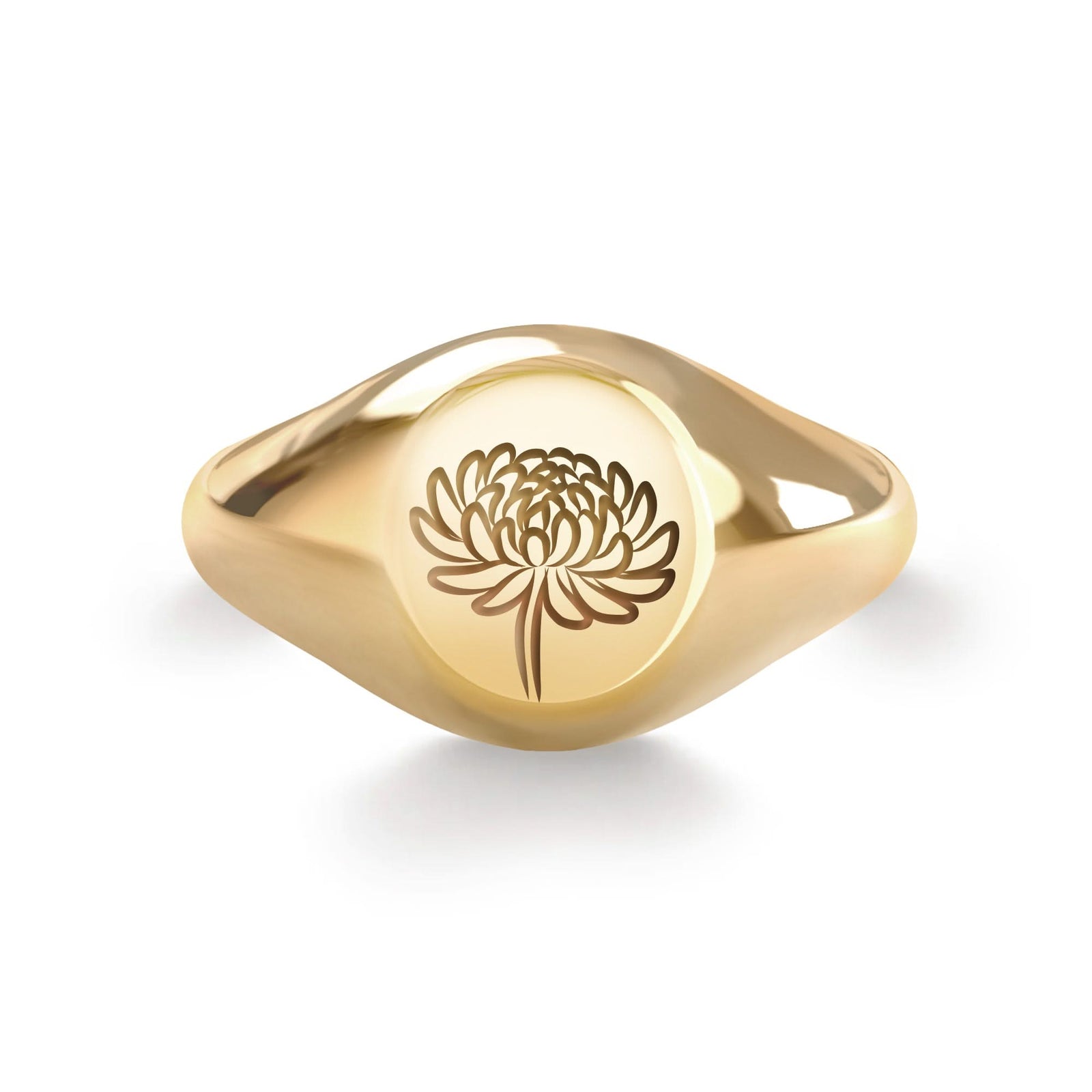 Signet Flower Ring in 14k Gold