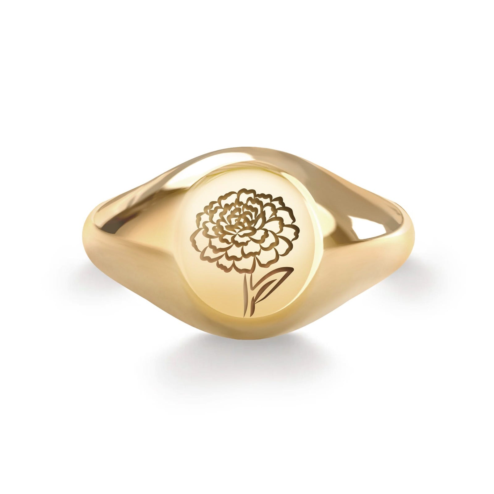 Signet Flower Ring in 14k Gold