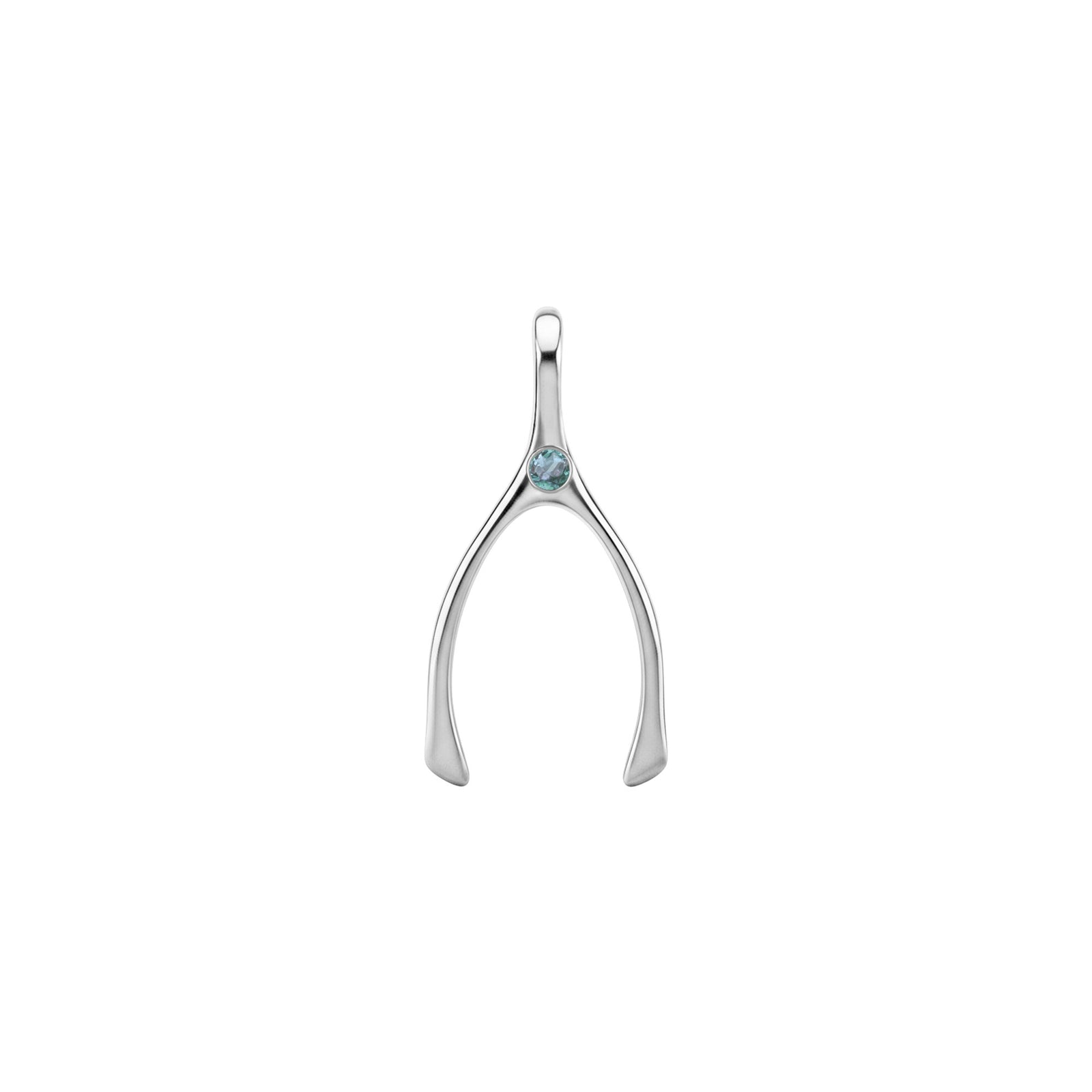 Small Alexandrite Wishbone Pendant in Solid 14k Gold (June)