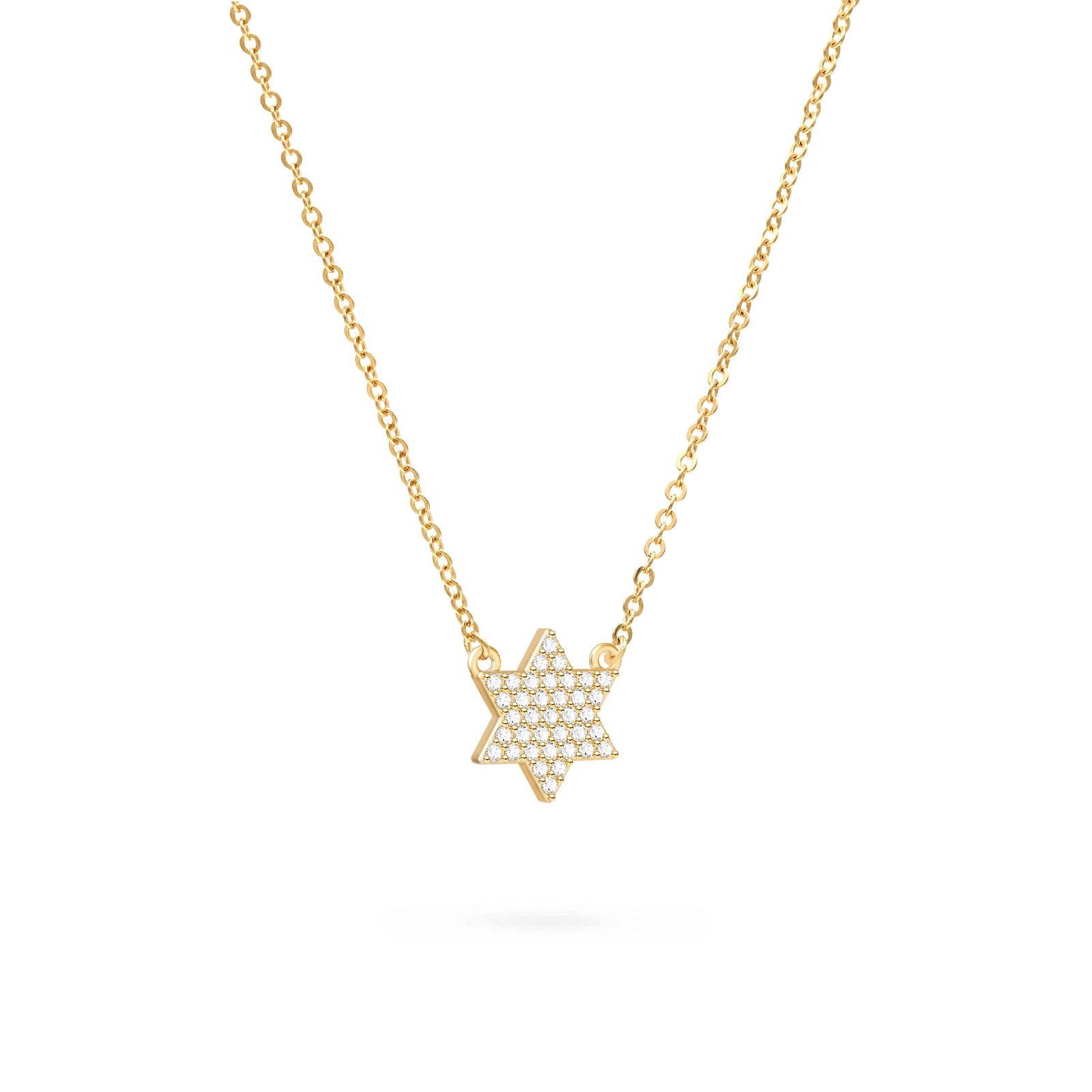 Diamond Star of David Necklace in 14k Gold
