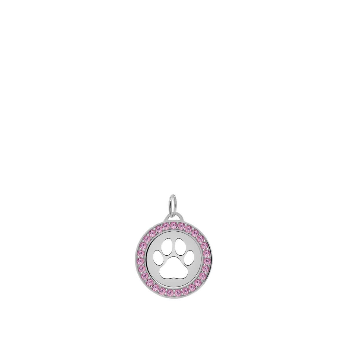 Paw & Pink Sapphire Pendant in 14k Gold (October)