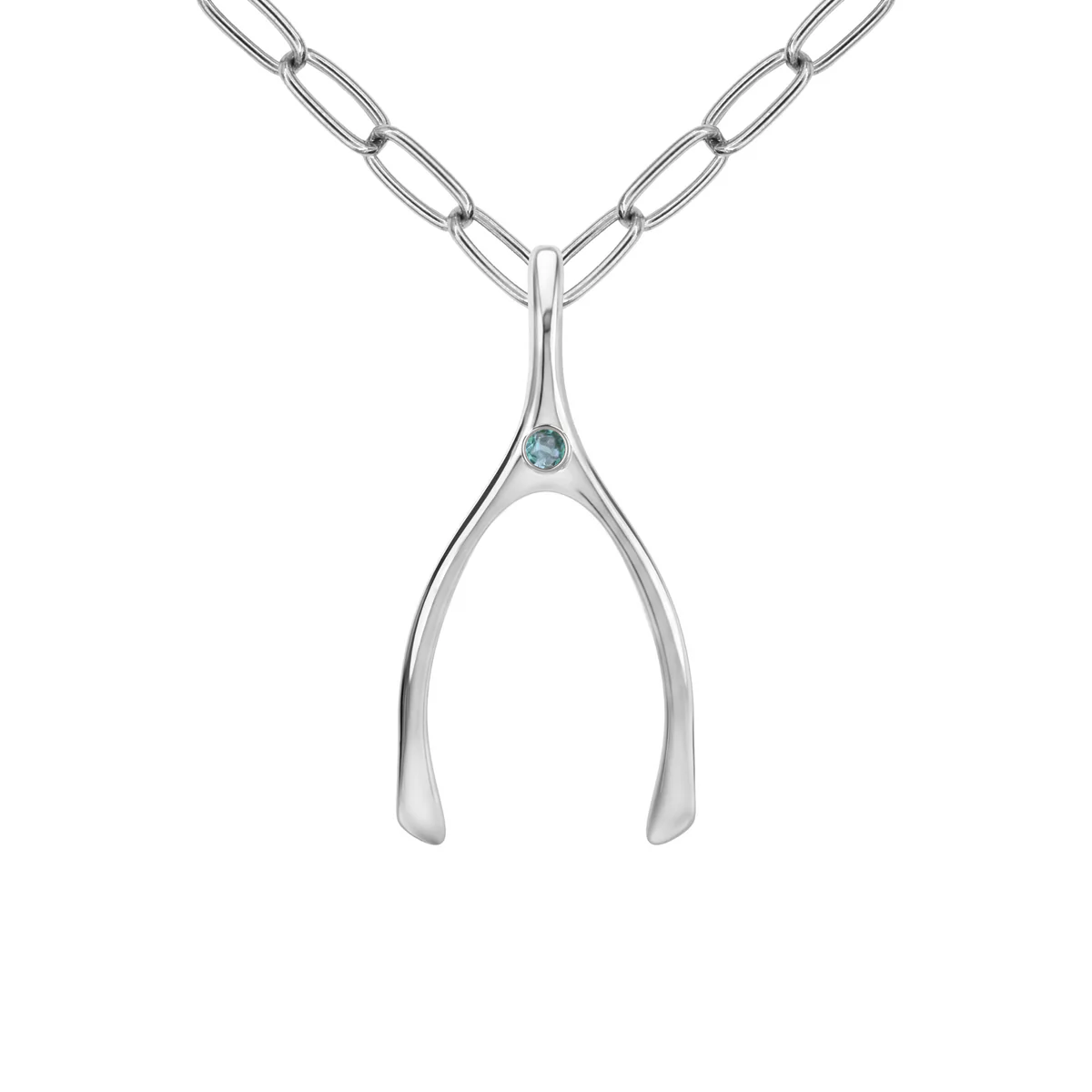Large Alexandrite Wishbone Pendant in Solid 14k Gold (June)