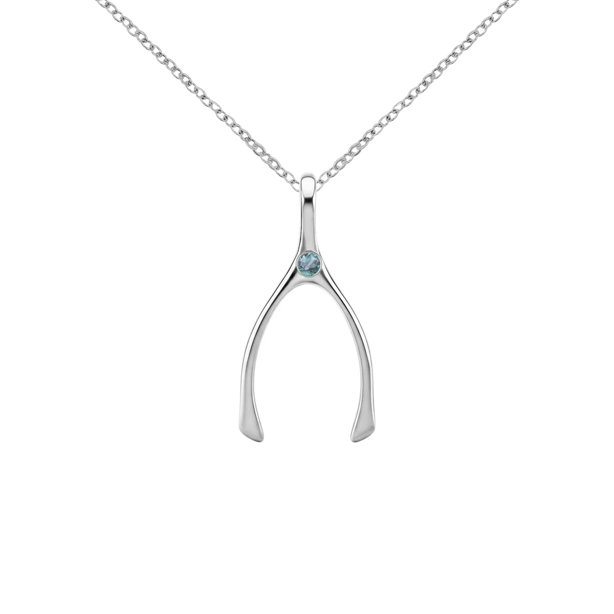 Small Alexandrite Wishbone Pendant in Solid 14k Gold (June)
