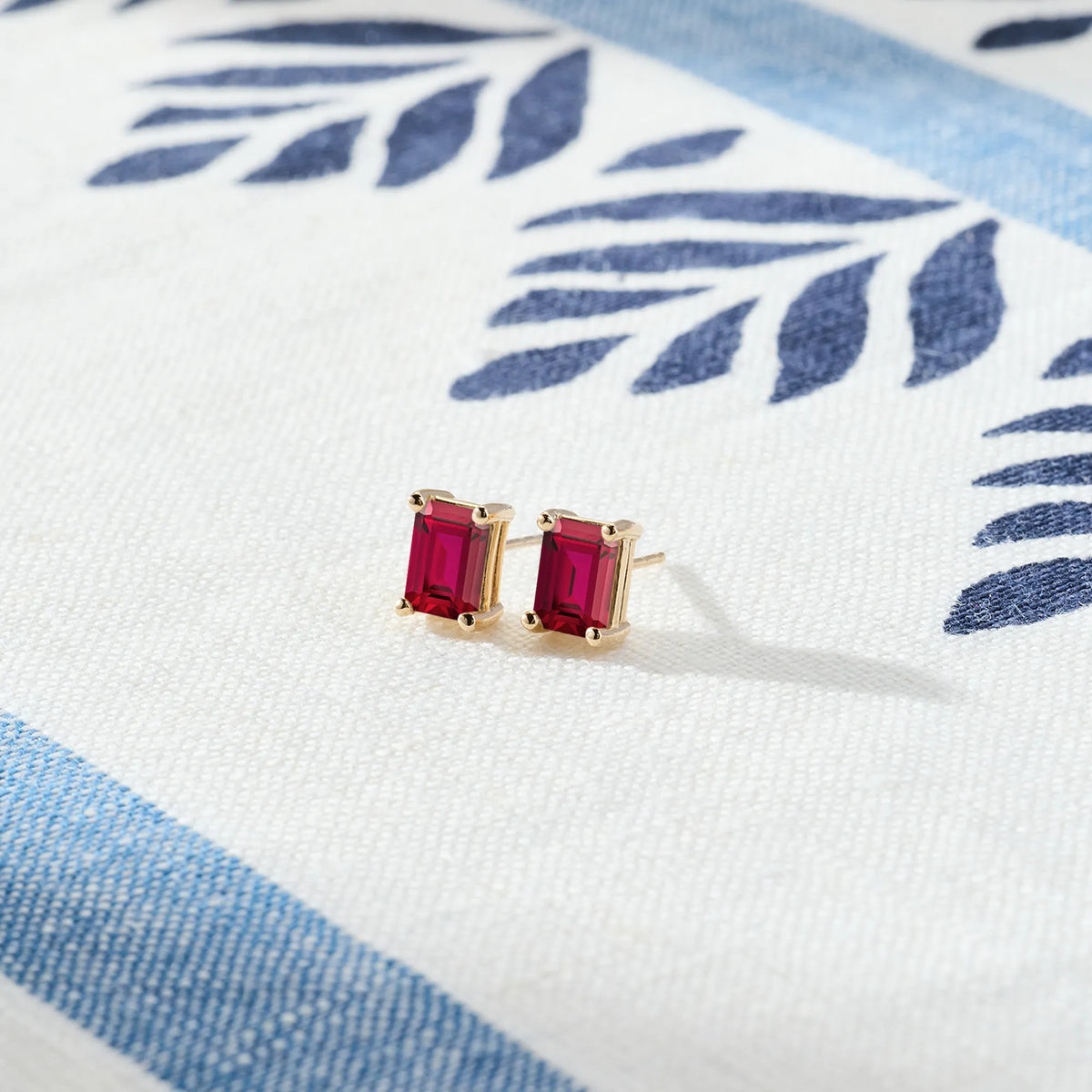 Warren Ruby Stud Earrings in 14k Gold (July)