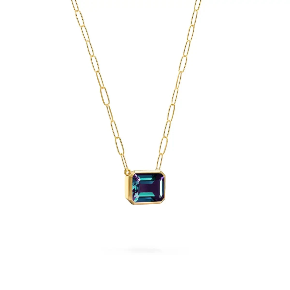 Warren Alexandrite Necklace on Adelaide Mini Chain in 14k Gold (June)