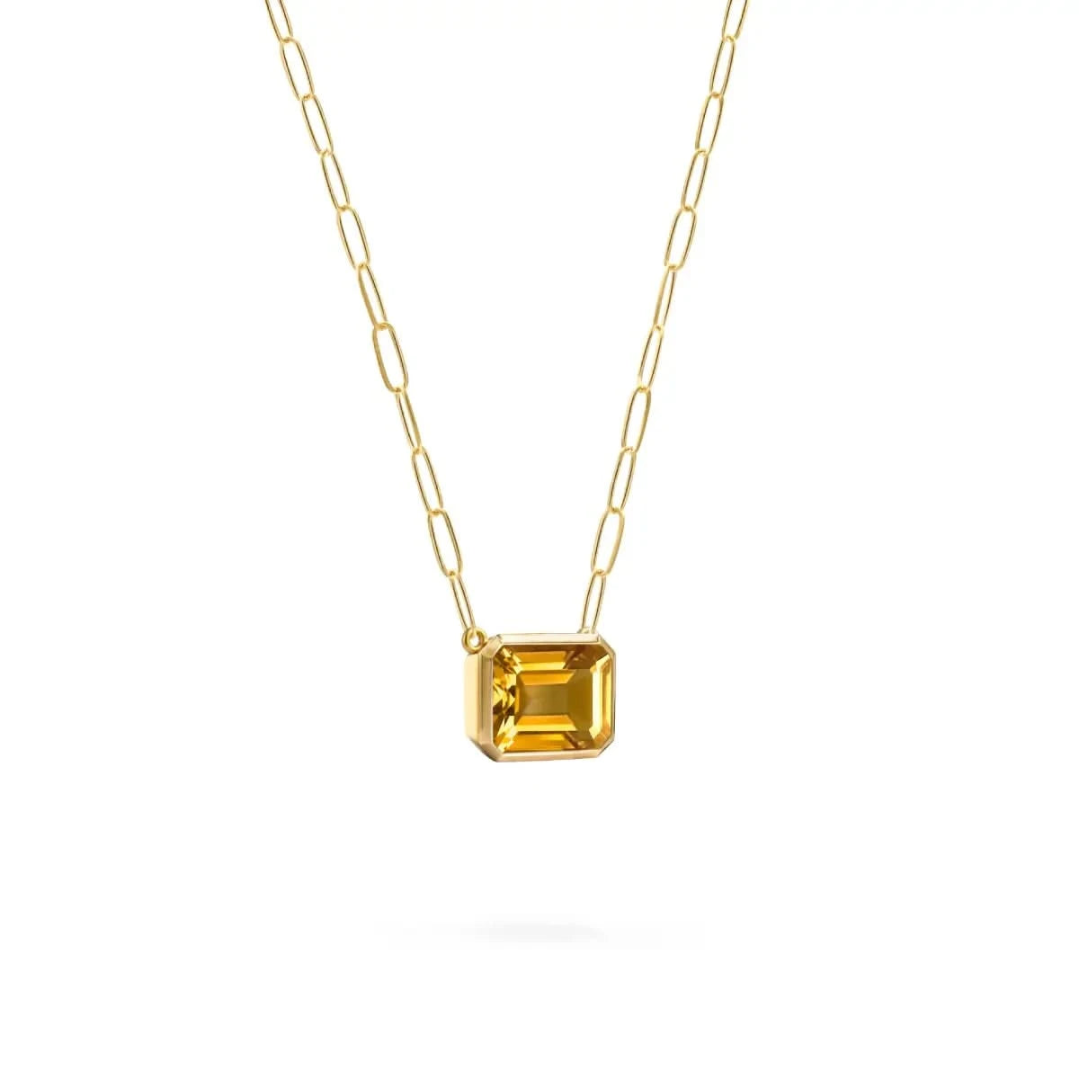 Warren Citrine Necklace on Adelaide Mini Chain in 14k Gold (November)
