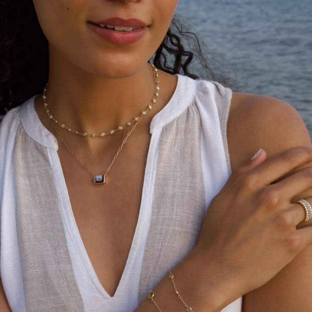 Warren Alexandrite Necklace on Adelaide Mini Chain in 14k Gold (June)