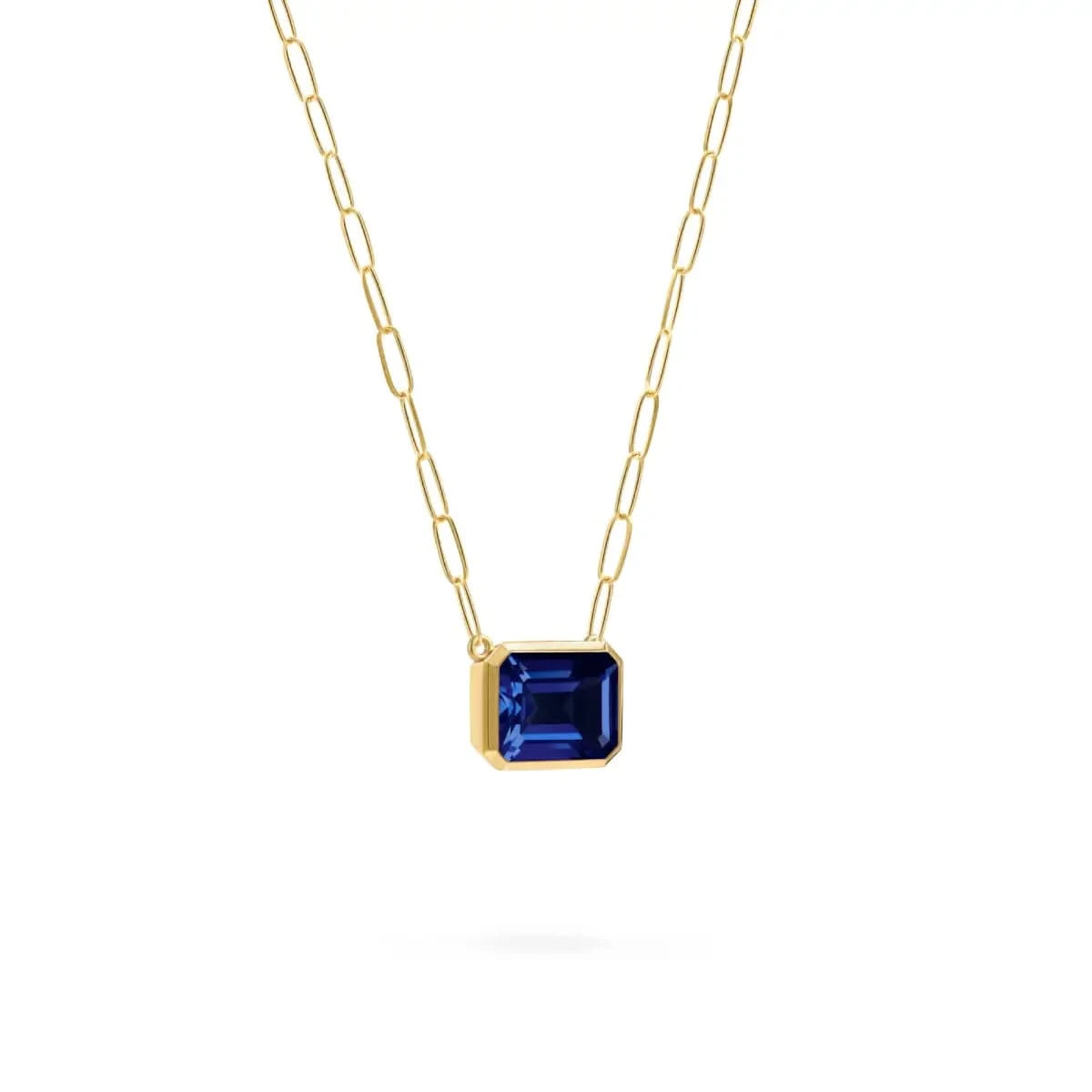 Warren Sapphire Necklace on Adelaide Mini Chain in 14k Gold (September)