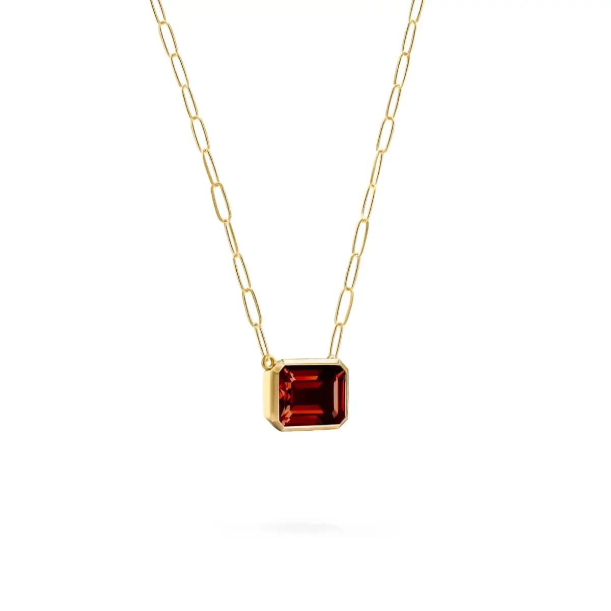 Warren Garnet Necklace on Adelaide Mini Chain in 14k Gold (January)