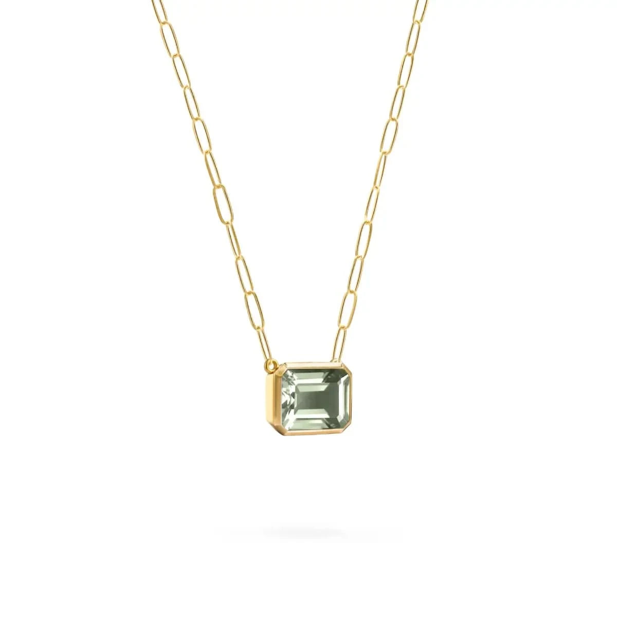 Warren Green Amethyst Necklace on Adelaide Mini Chain in 14k Gold (February)