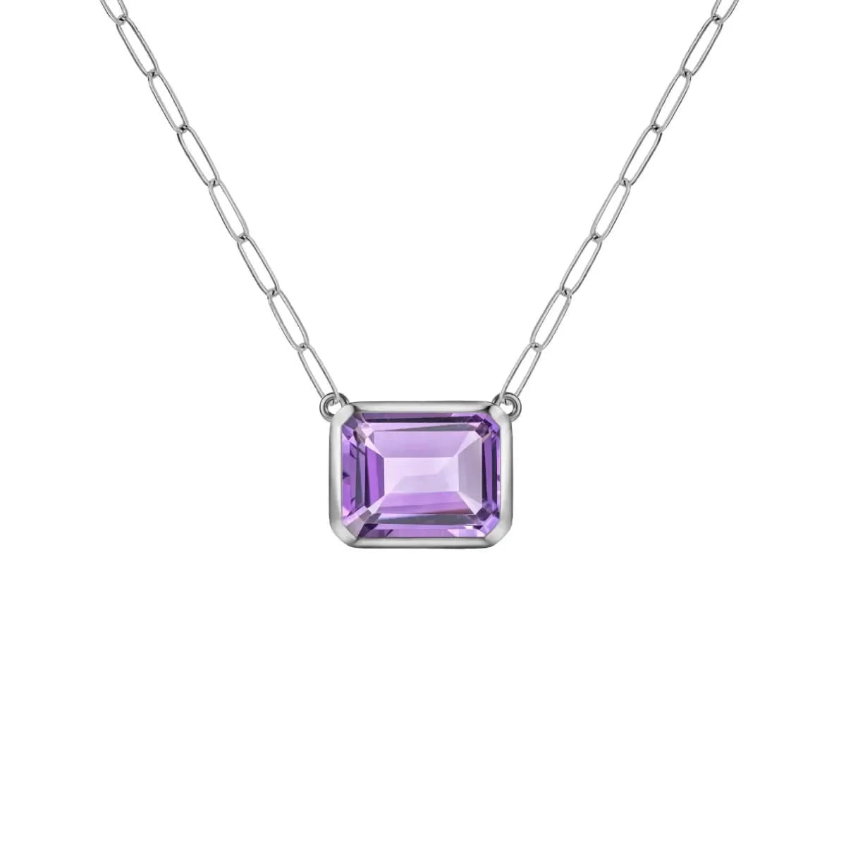 Warren Amethyst Necklace on Adelaide Mini Chain in 14k Gold (February)