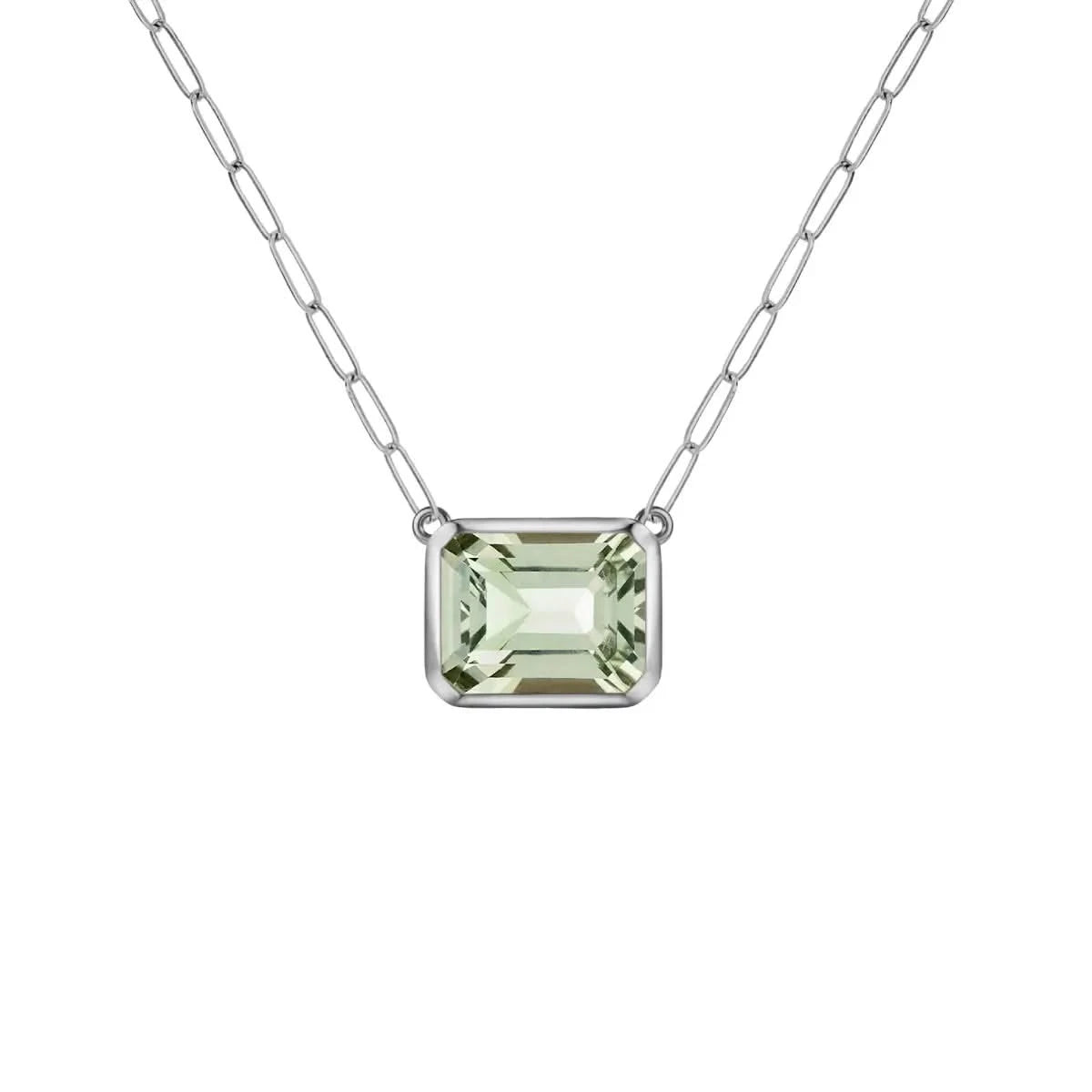 Warren Green Amethyst Necklace on Adelaide Mini Chain in 14k Gold (February)
