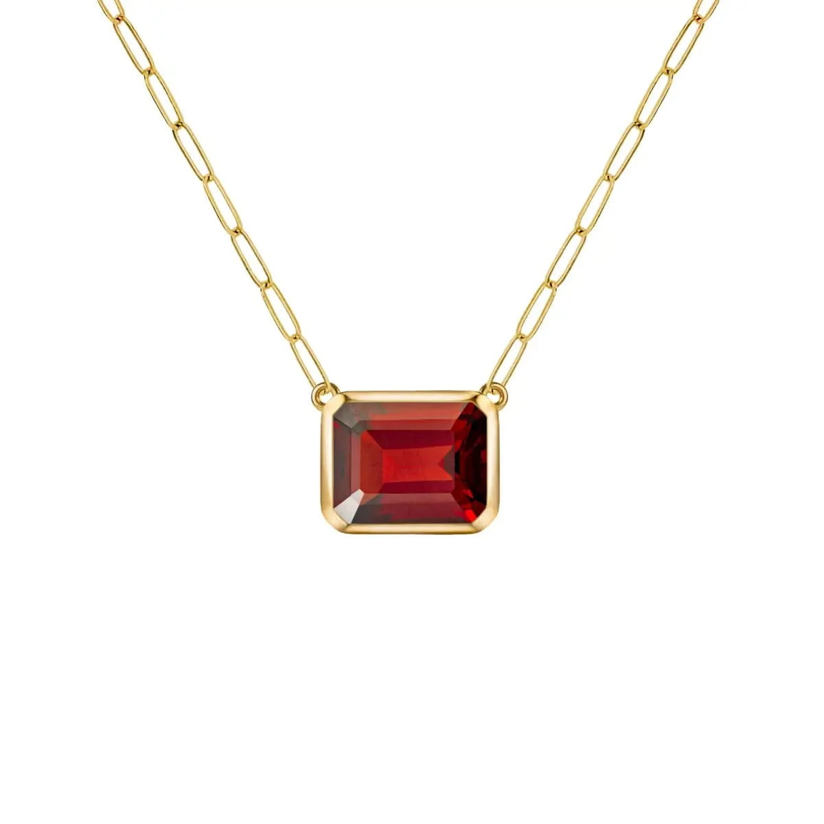 Warren Garnet Necklace on Adelaide Mini Chain in 14k Gold (January)