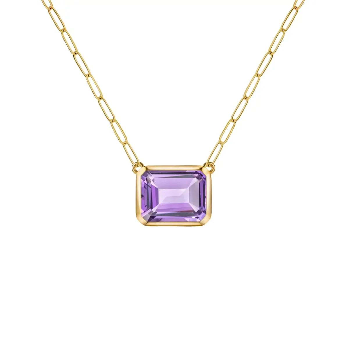Warren Amethyst Necklace on Adelaide Mini Chain in 14k Gold (February)