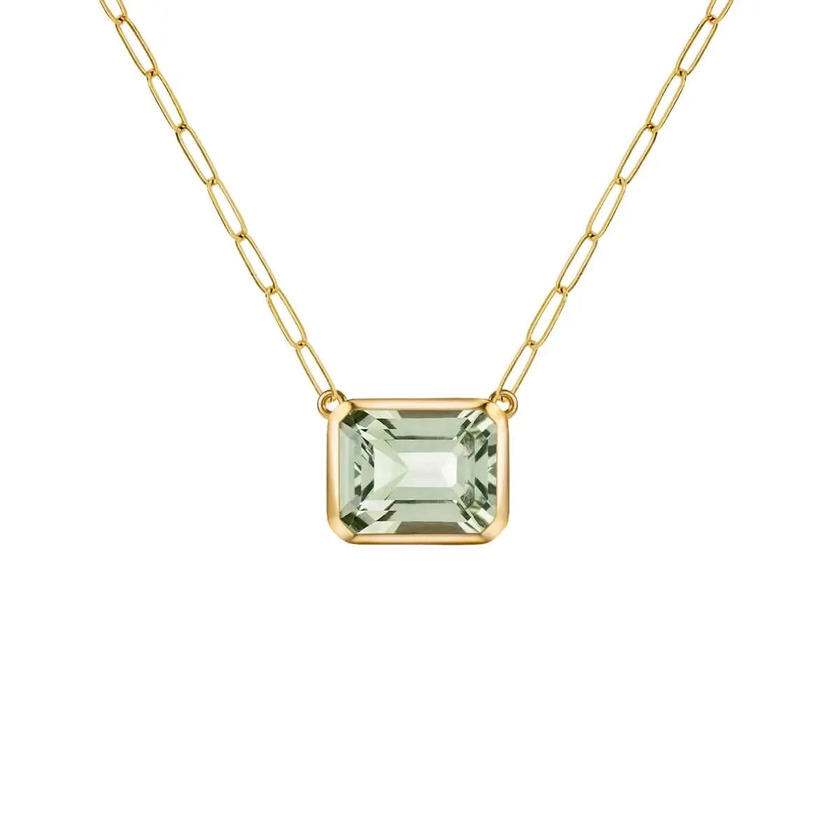 Warren Green Amethyst Necklace on Adelaide Mini Chain in 14k Gold (February)