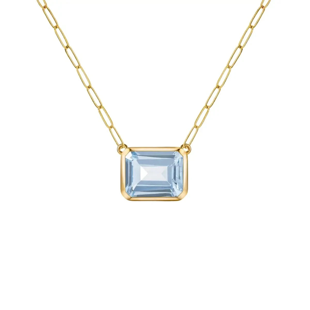 Warren Aquamarine Necklace on Adelaide Mini Chain in 14k Gold (March)