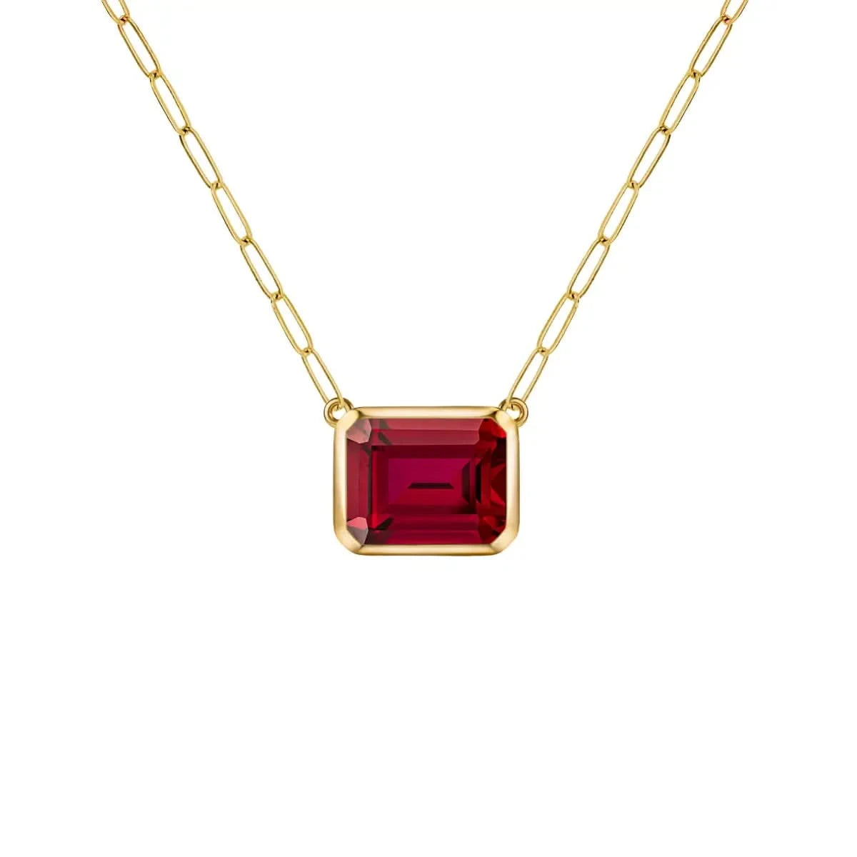 Warren Ruby Necklace on Adelaide Mini Chain in 14k Gold (July)