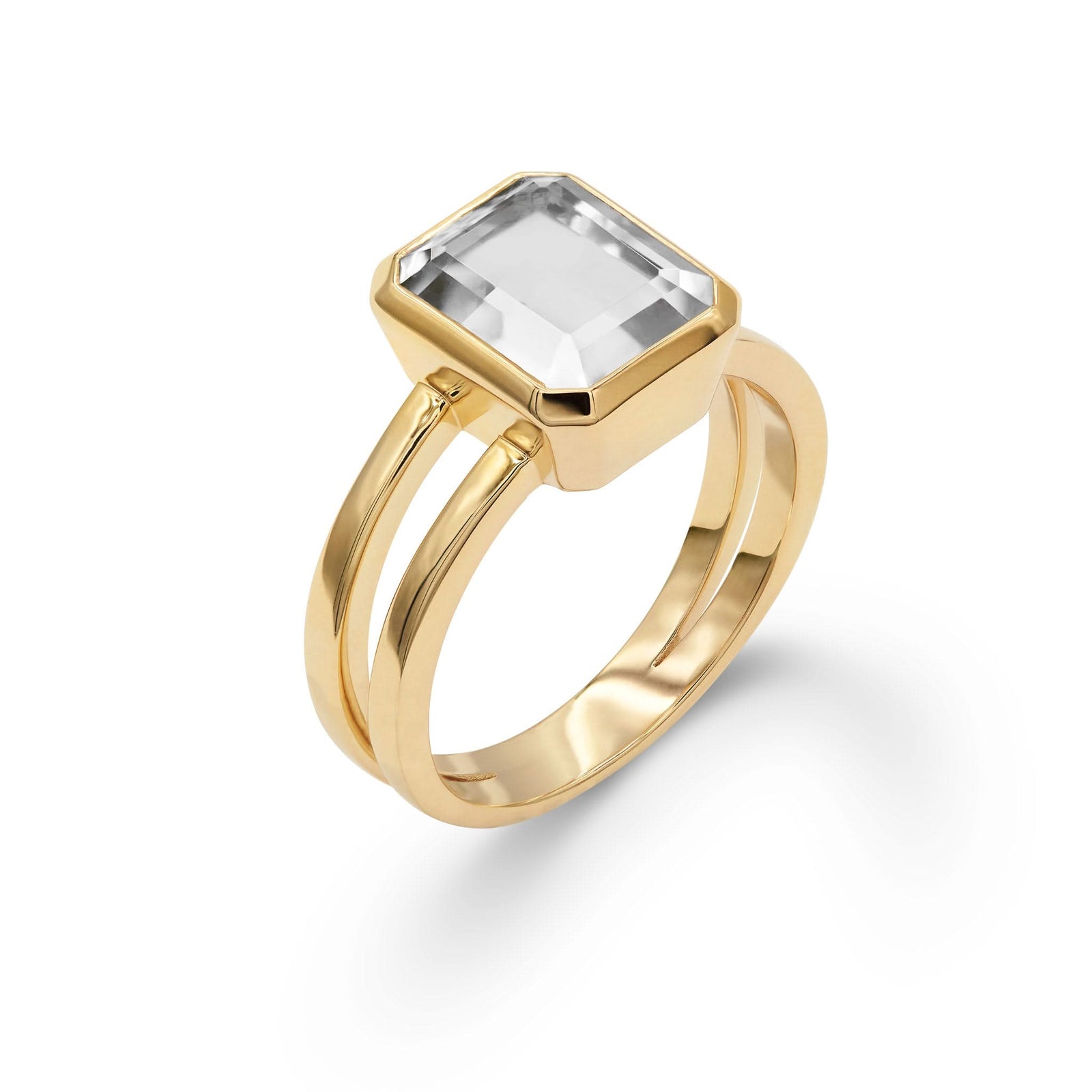 Warren Vertical White Topaz Ring in 14k Gold (April)