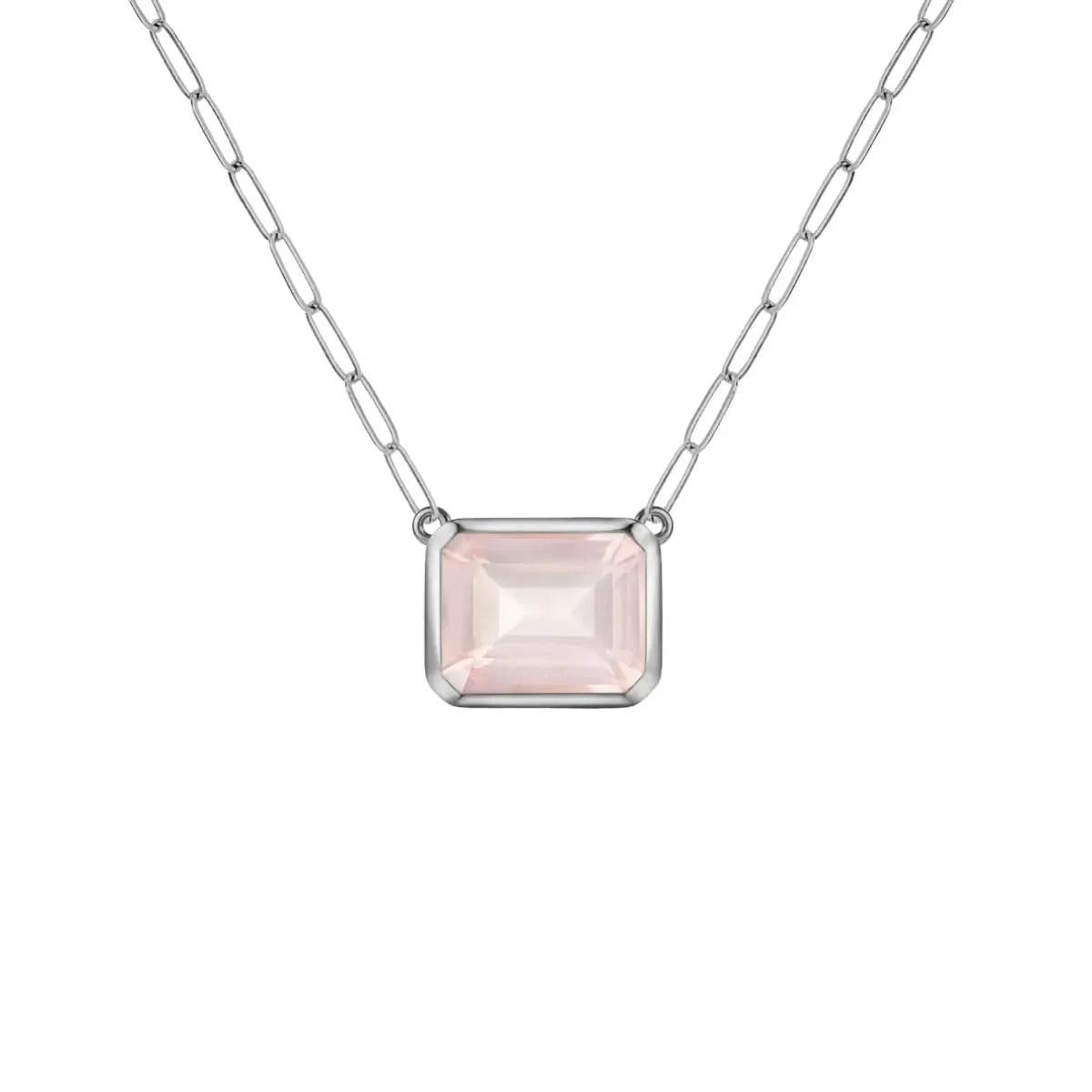 Warren Rose Quartz Necklace on Adelaide Mini Chain in 14k Gold (October)