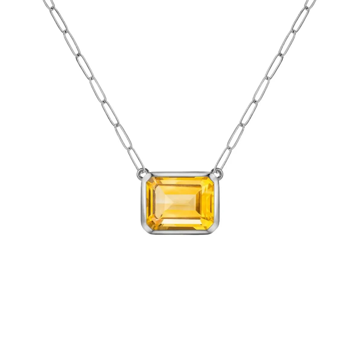 Warren Citrine Necklace on Adelaide Mini Chain in 14k Gold (November)