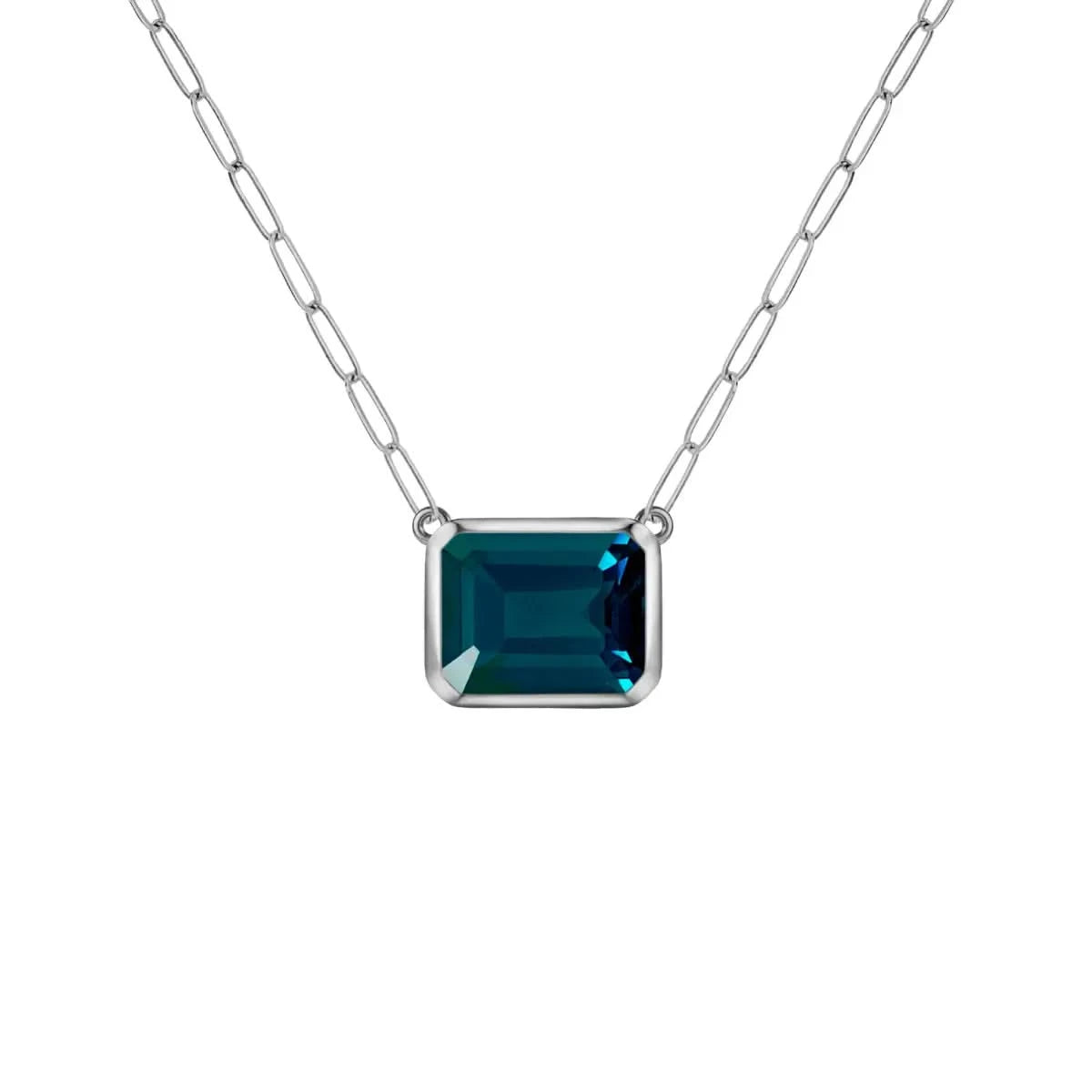 Warren Atlantic Blue Topaz Necklace on Adelaide Mini Chain in 14k Gold (December)