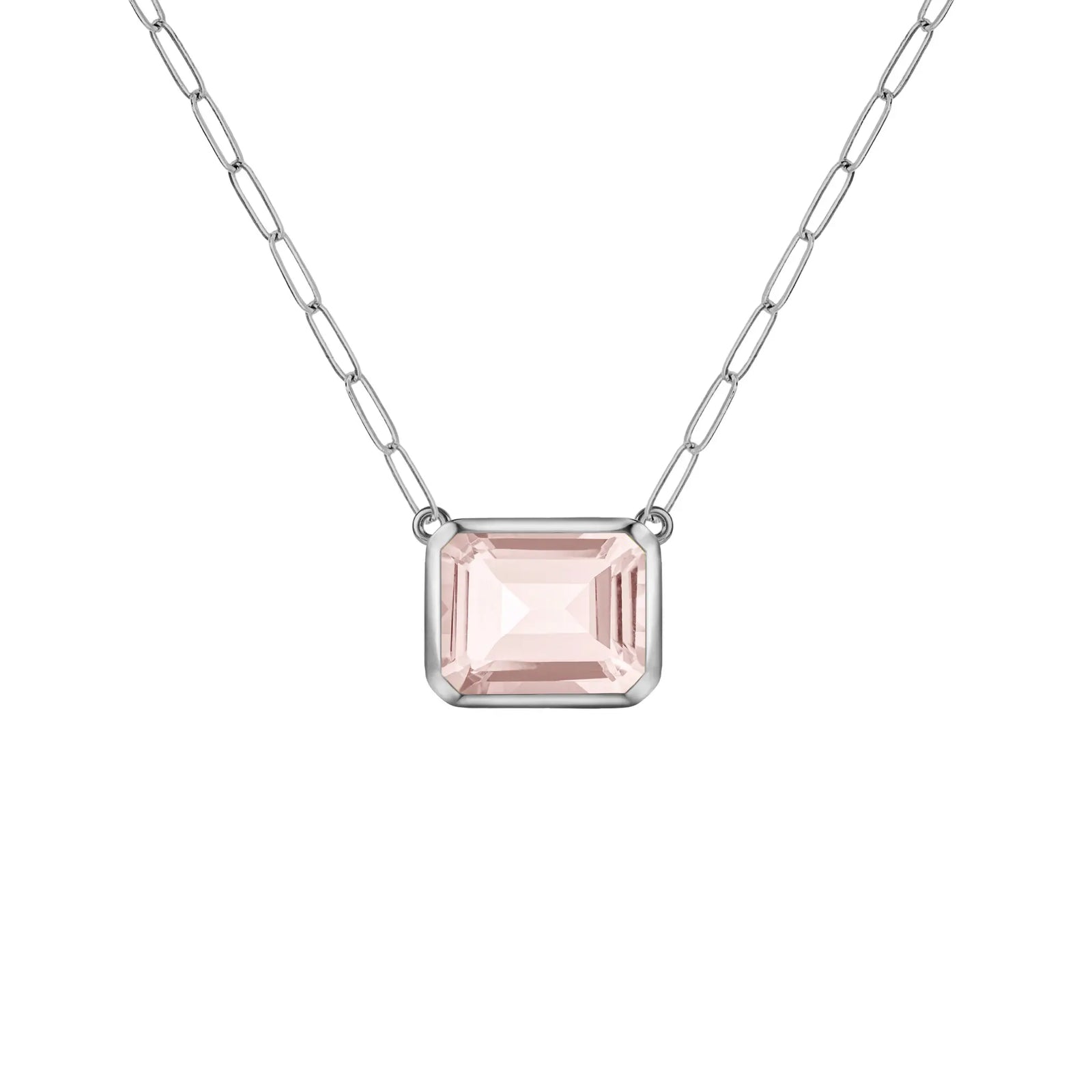 Warren Blush Sapphire Necklace on Adelaide Mini Chain in 14k Gold (October)