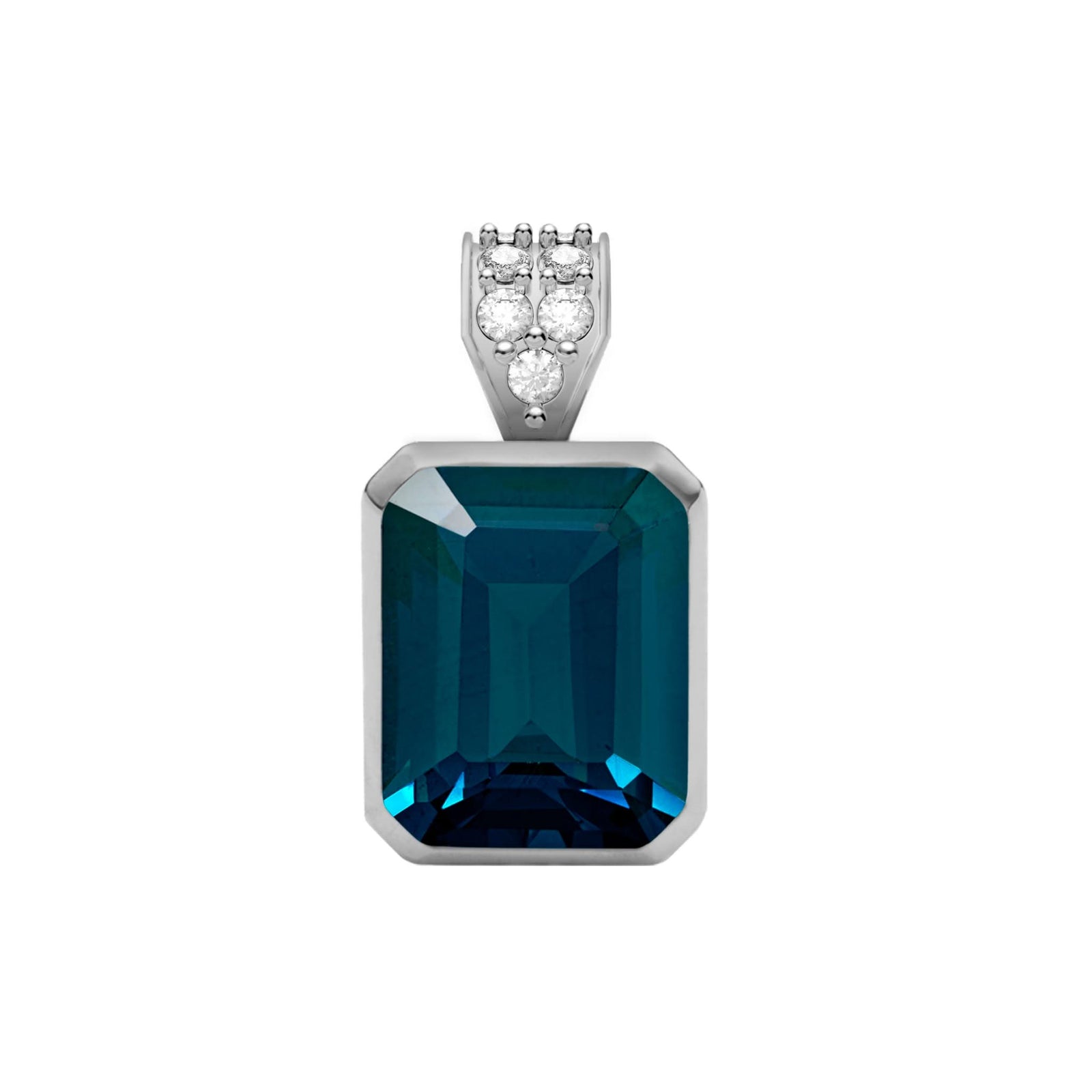 Warren Atlantic Blue Topaz Pendant with Diamond Bale in 14k Gold (December)