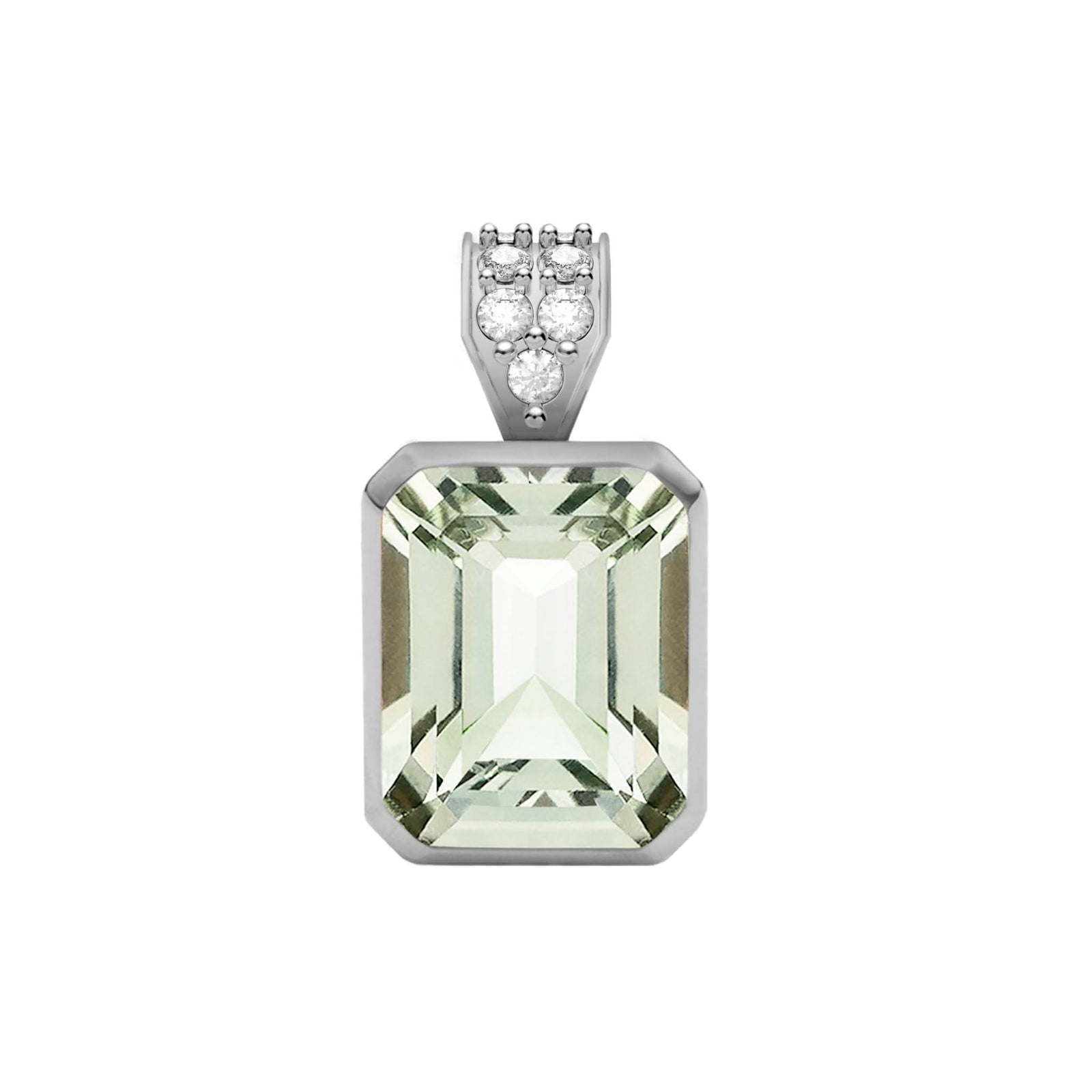 Warren Green Amethyst Pendant with Diamond Bale in 14k Gold (February)