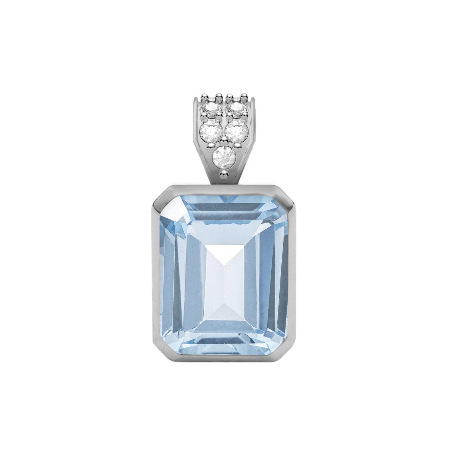 Warren Aquamarine Pendant with Diamond Bale in 14k Gold (March)
