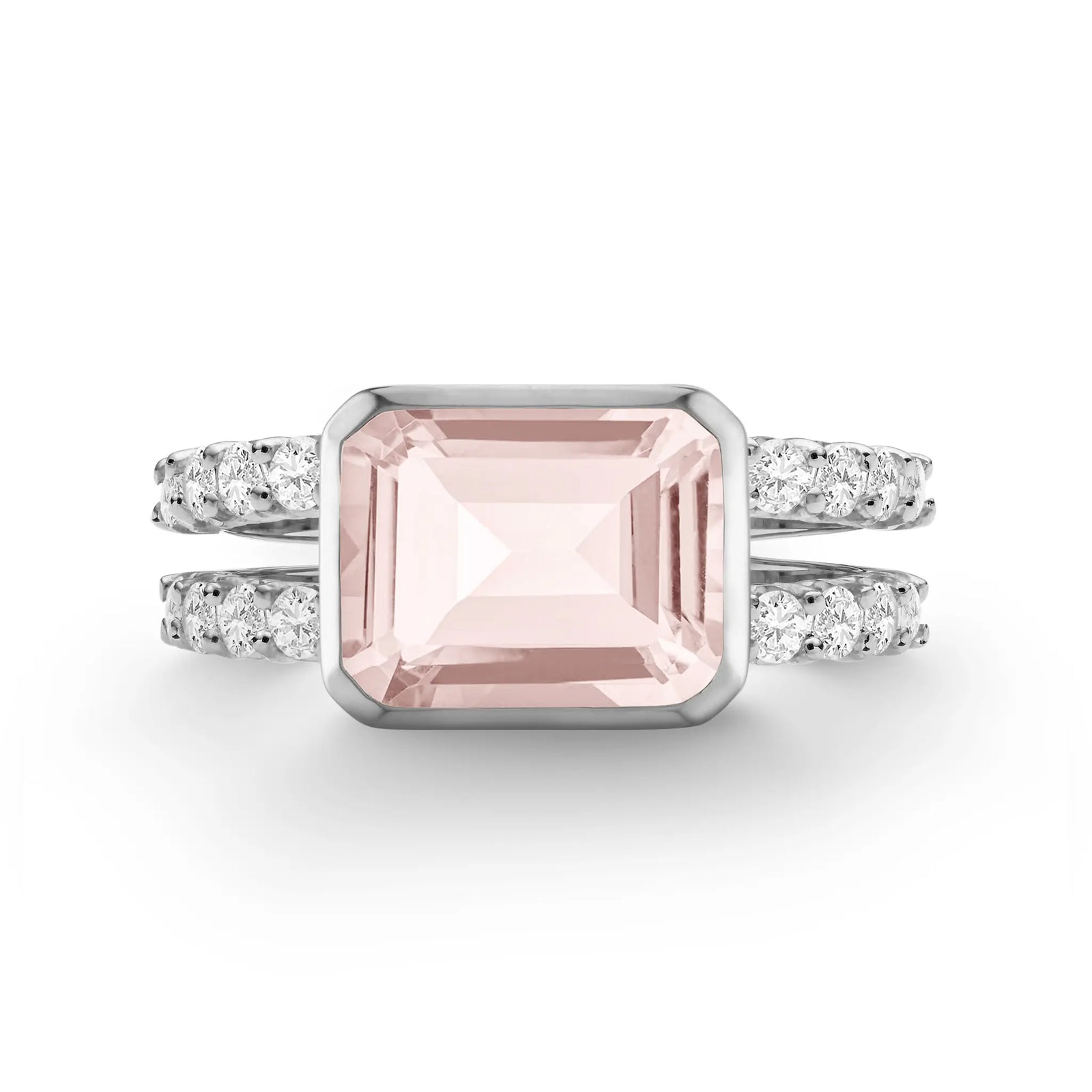 Warren Horizontal Blush Sapphire Ring with Diamonds in 14k Gold (October)