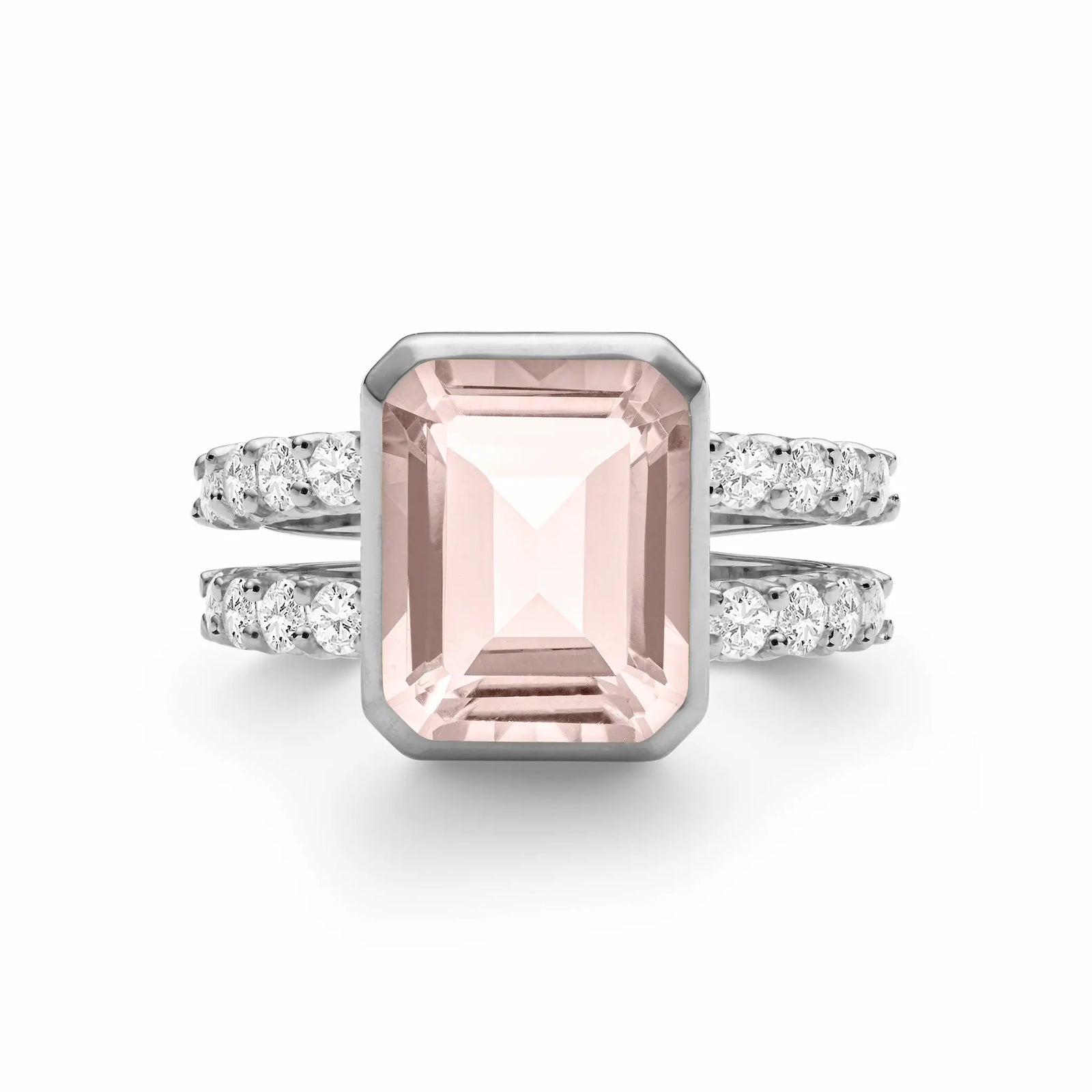 Warren Vertical Blush Sapphire Ring with Diamonds in 14k Gold (October)
