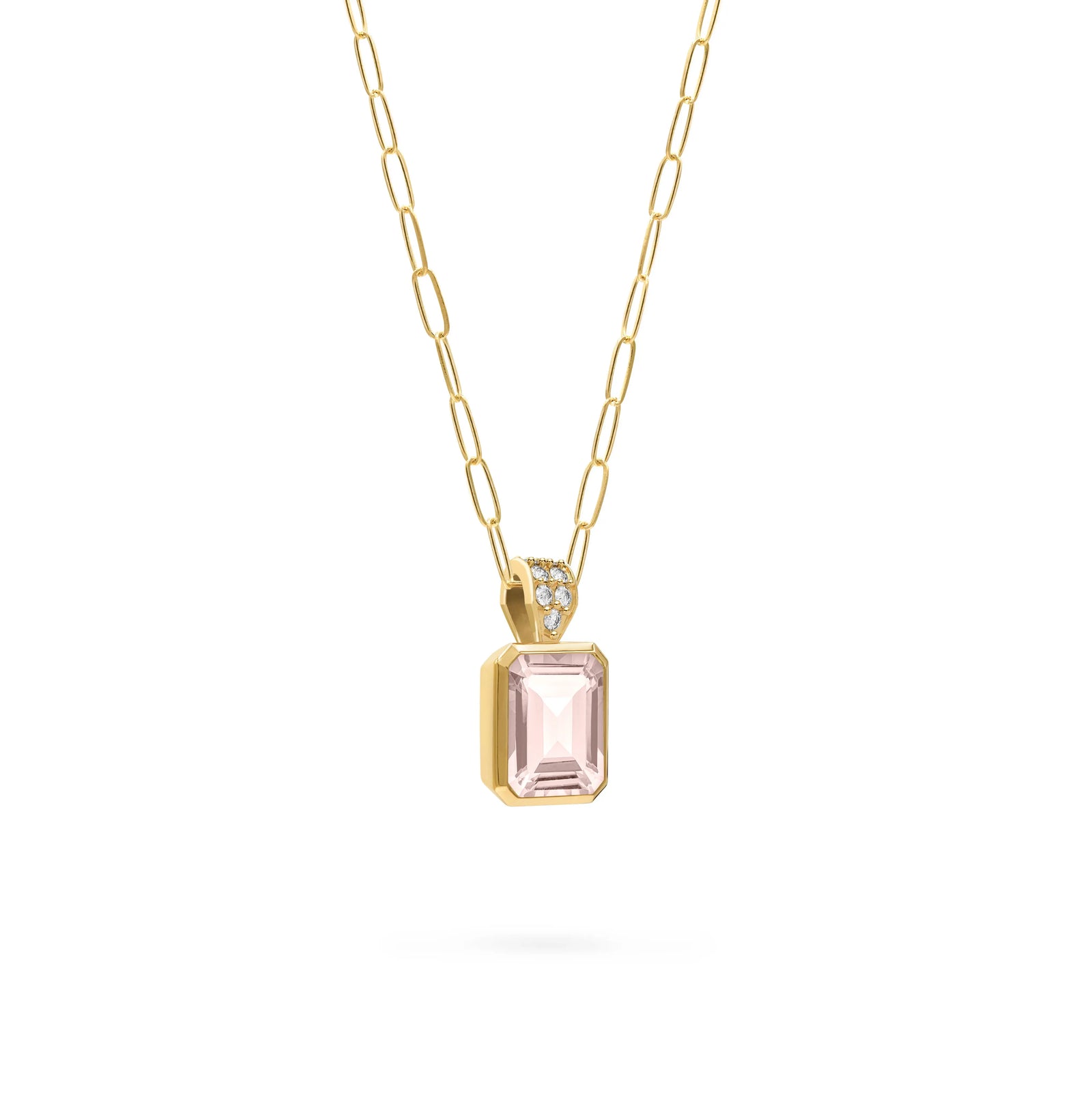 Warren Blush Sapphire Pendant with Diamond Bail in 14k Gold (October)