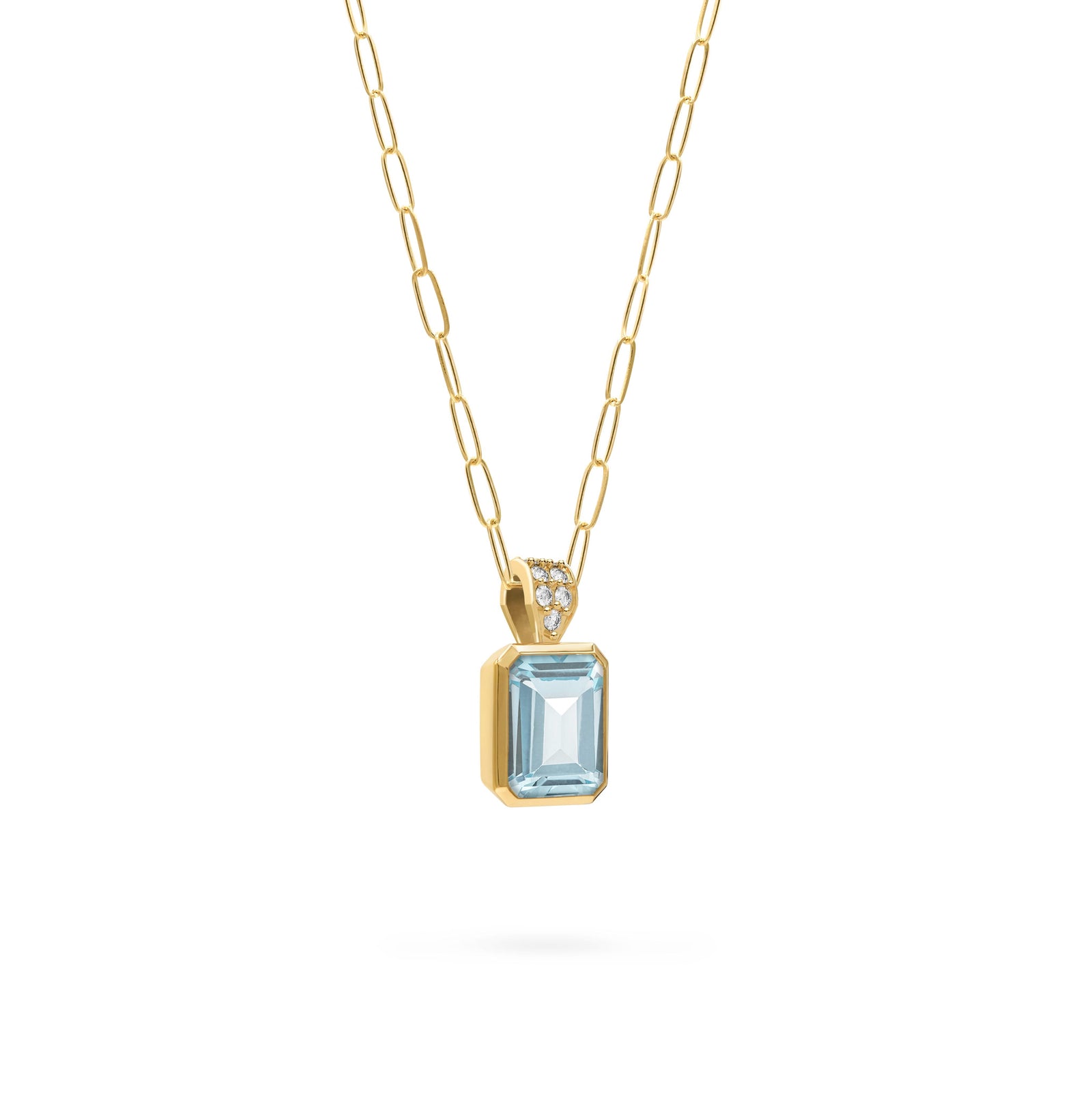 Warren Nantucket Blue Topaz Pendant with Diamond Bale in 14k Gold (December)