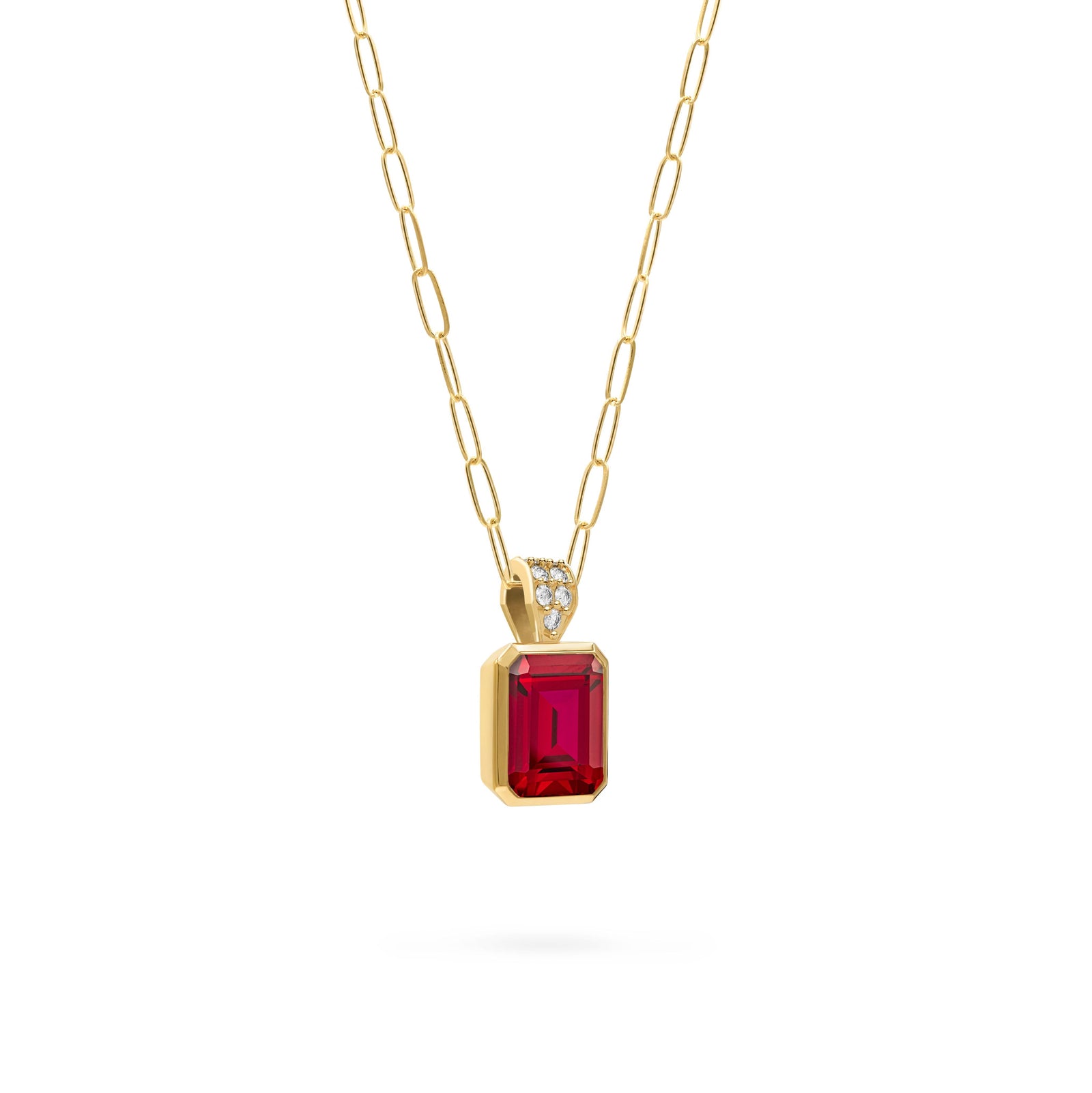 Warren Ruby Pendant with Diamond Bale in 14k Gold (July)