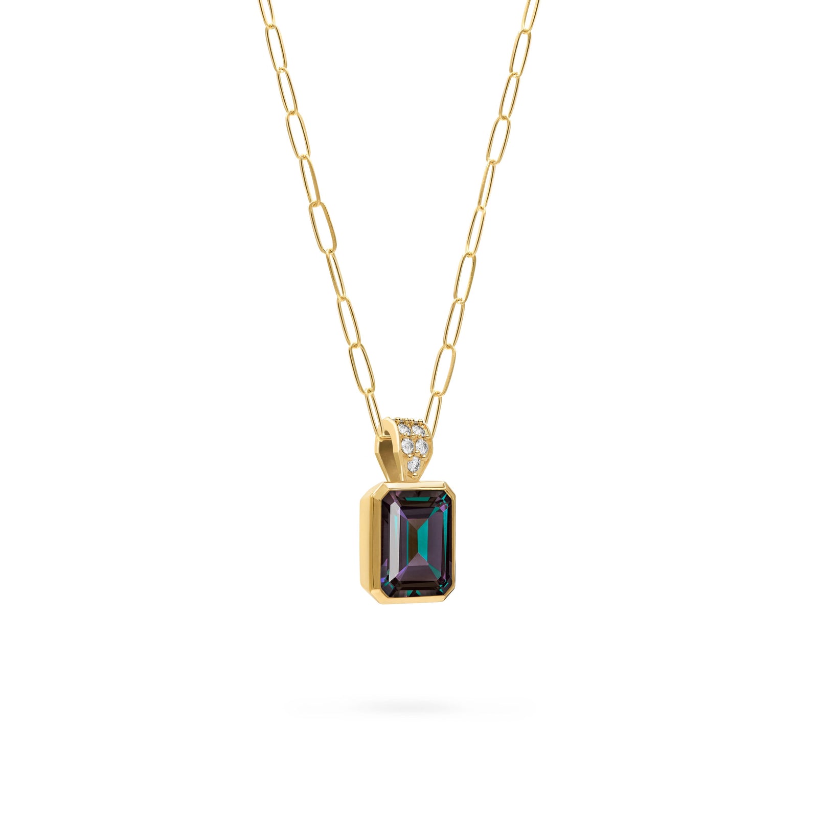Warren Alexandrite Pendant with Diamond Bale in 14k Gold (June)