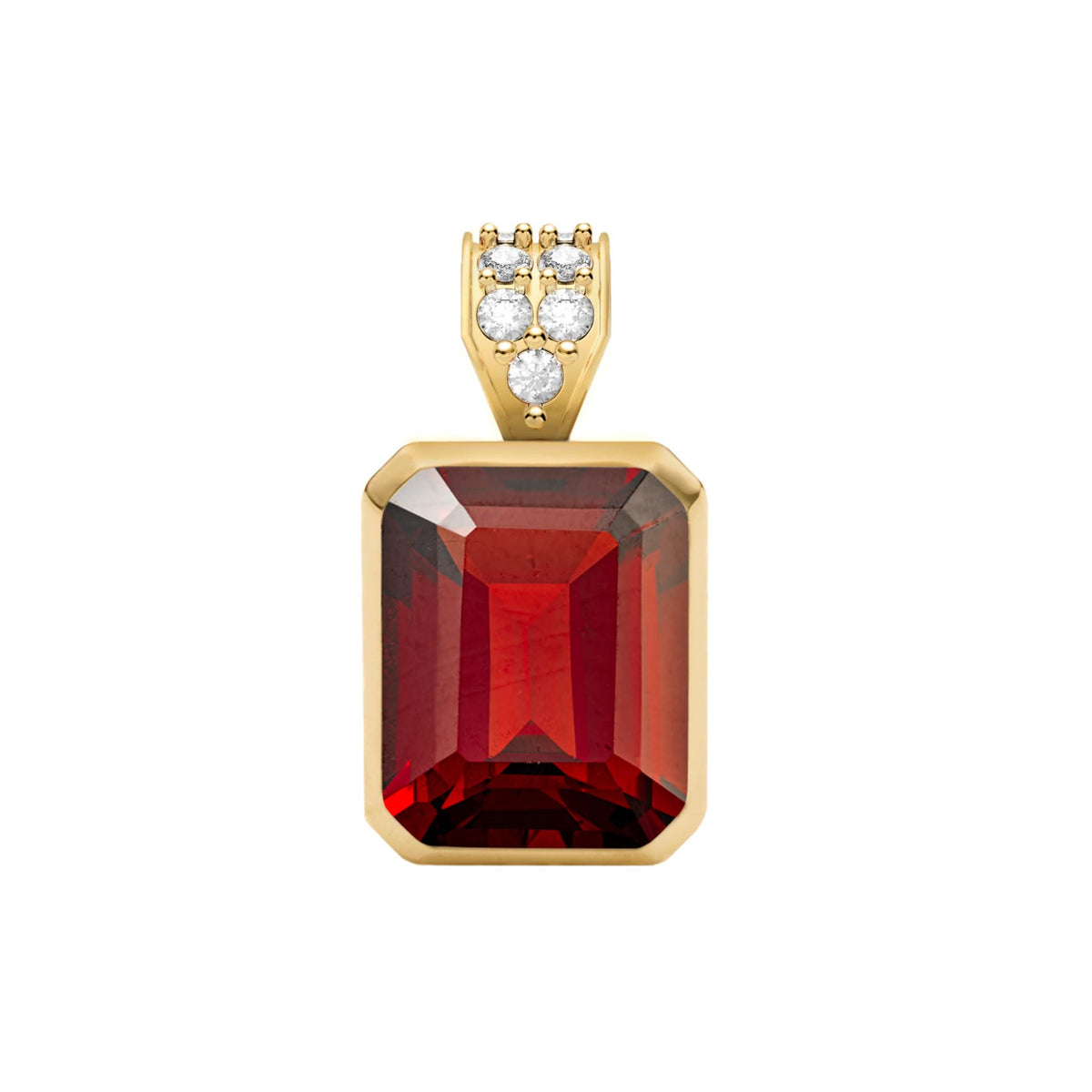 Warren Garnet Pendant with Diamond Bale in 14k Gold (January)