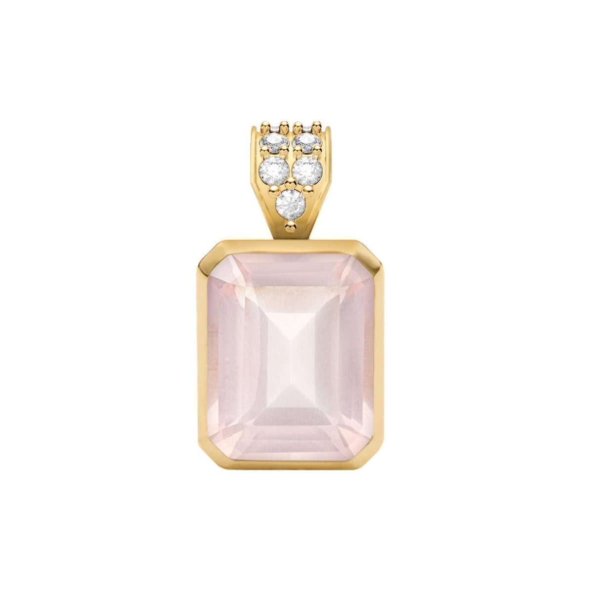 Warren Rose Quartz Pendant with Diamond Bale in 14k Gold (October)