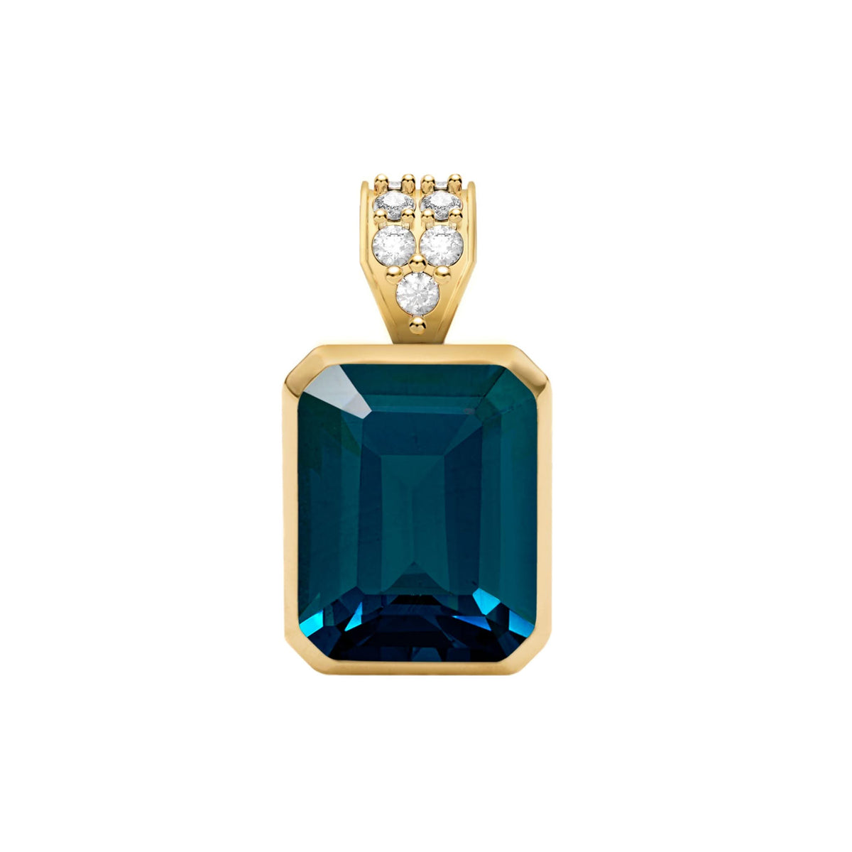 Warren Atlantic Blue Topaz Pendant with Diamond Bale in 14k Gold (December)