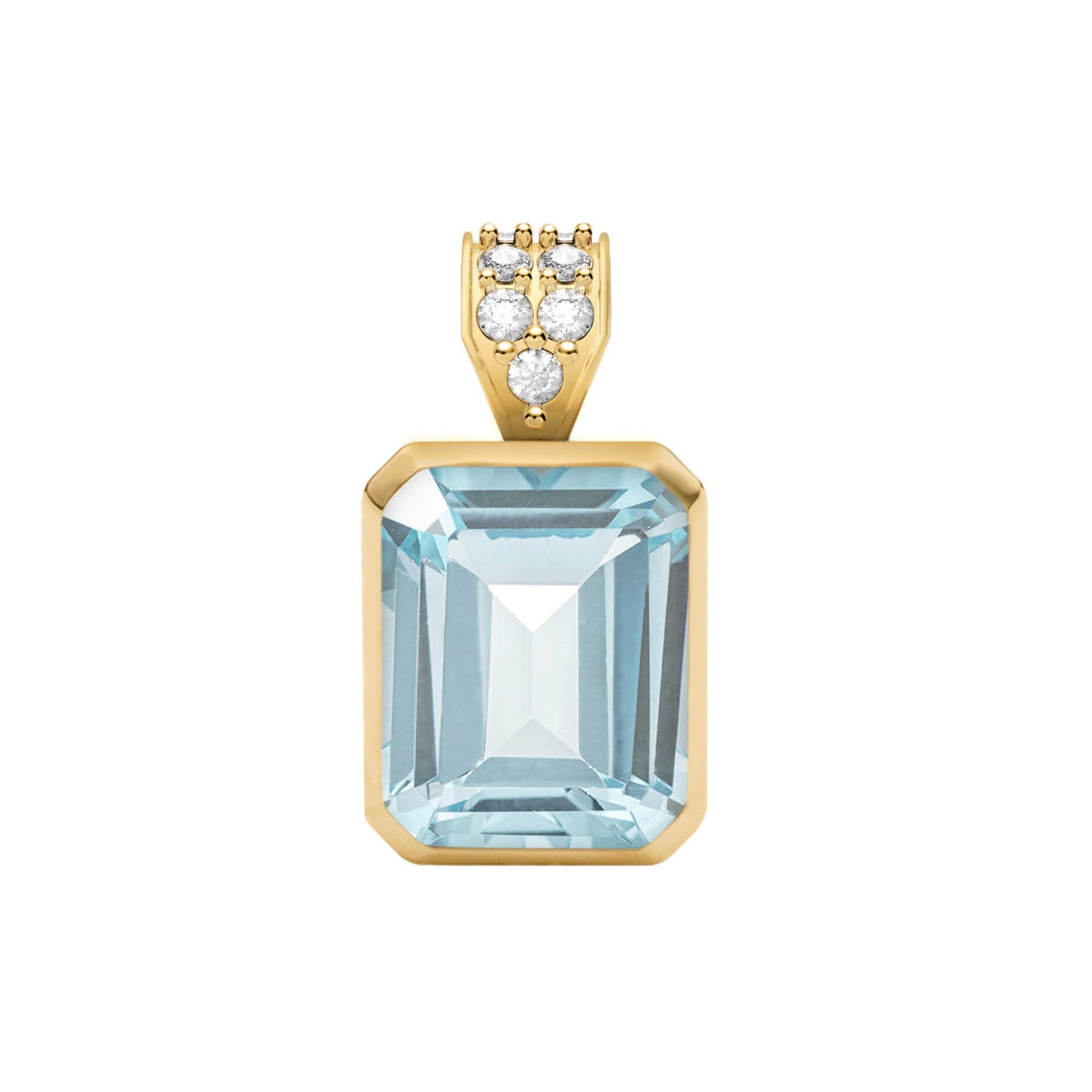 Warren Nantucket Blue Topaz Pendant with Diamond Bale in 14k Gold (December)