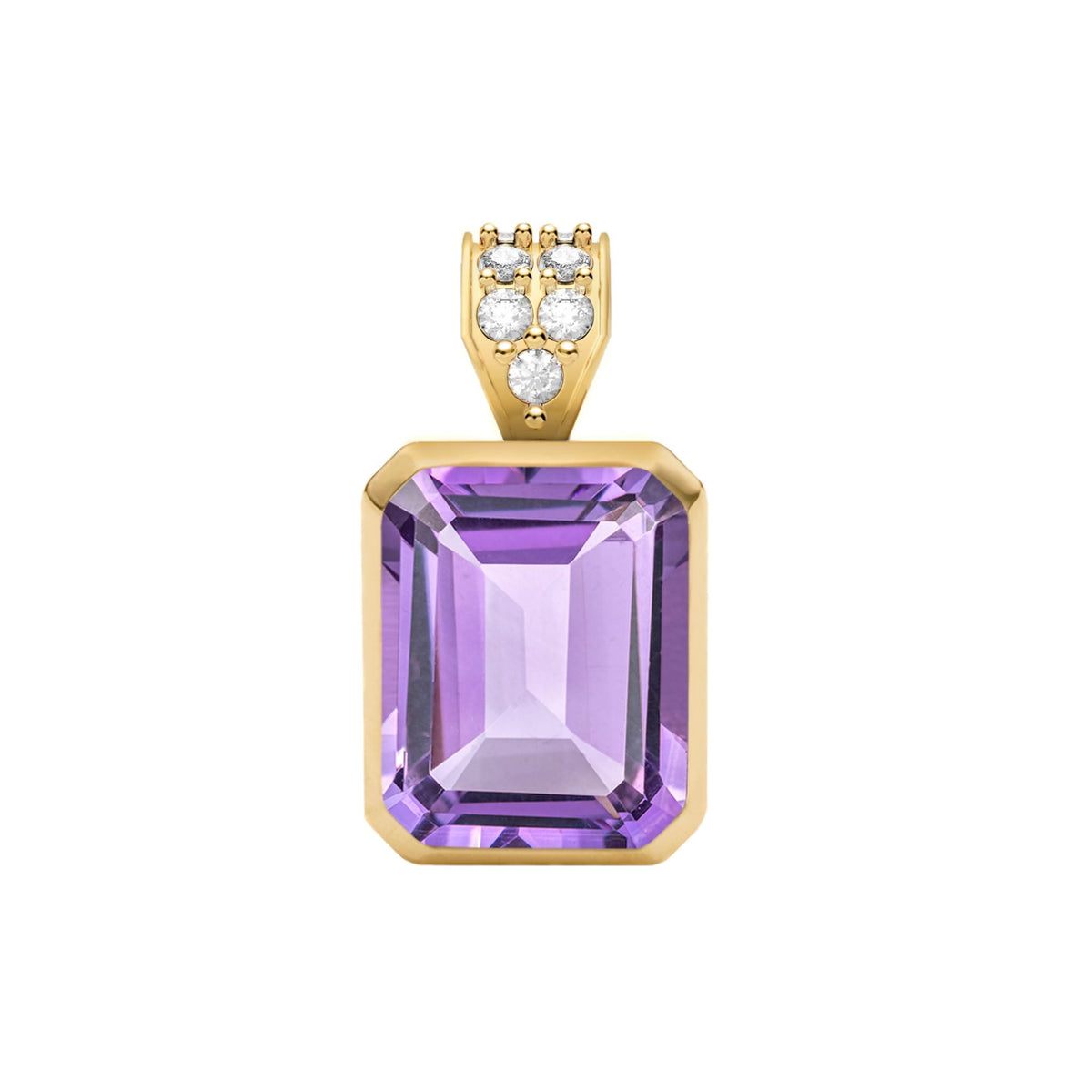 Warren Amethyst Pendant with Diamond Bale in 14k Gold (February)