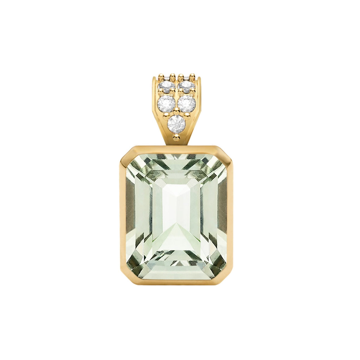 Warren Green Amethyst Pendant with Diamond Bale in 14k Gold (February)